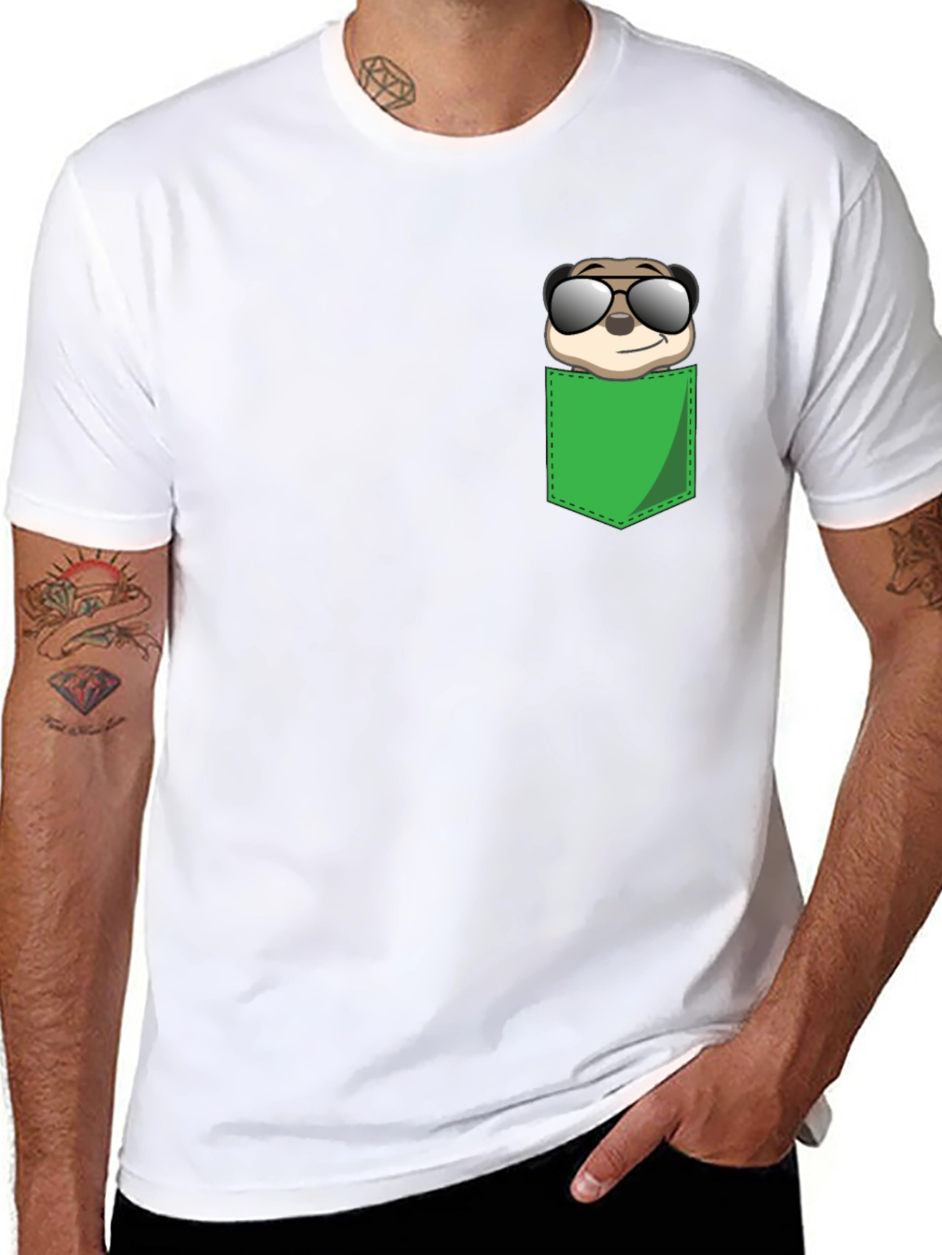 Black Cool Meerkat Pocket T-Shirt view 8
