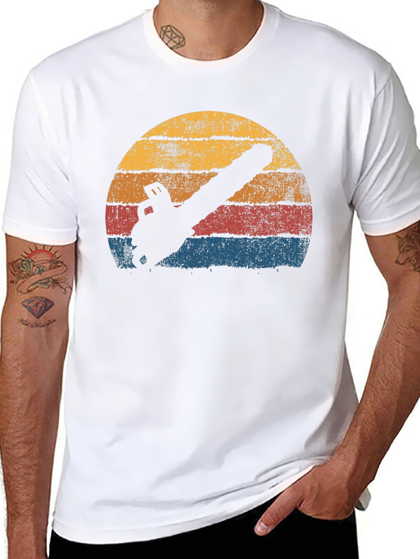 Black Retro Chainsaw T-Shirt - Black Graphic Tee view 8