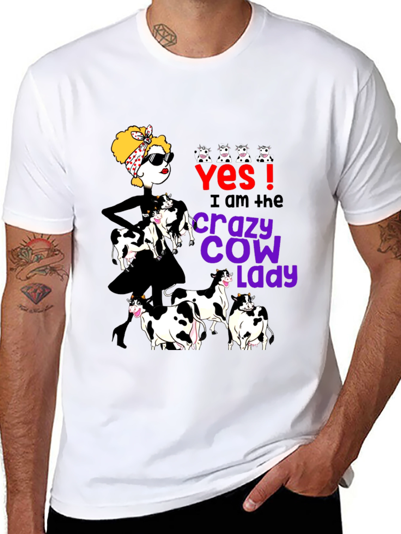Black Crazy Cow Lady Graphic Tee - Black view 8