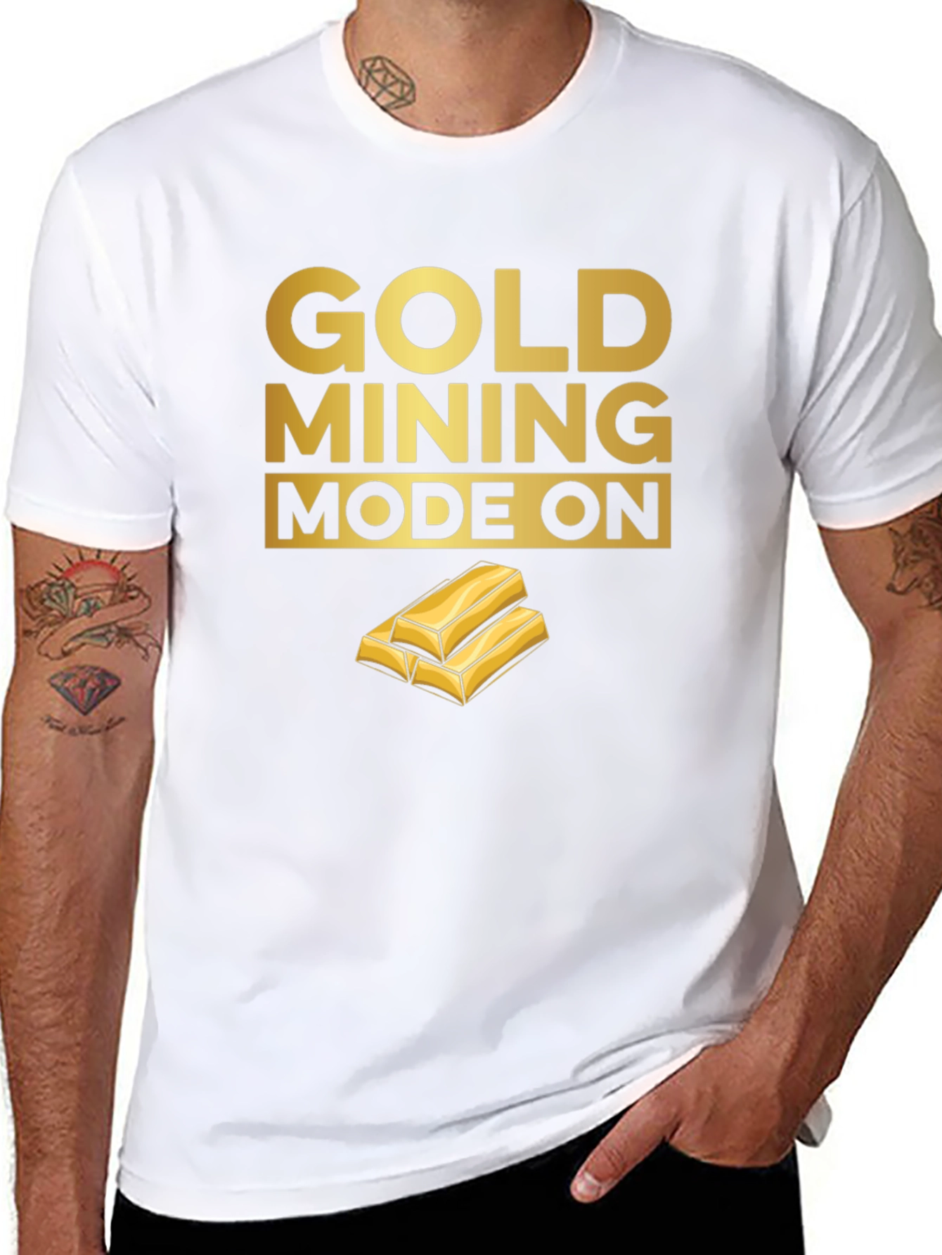 Black Gold Mining Mode On - Black T-Shirt view 8
