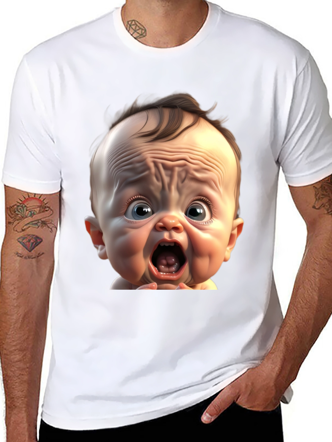 Black Funny Baby Face Black T-Shirt view 8