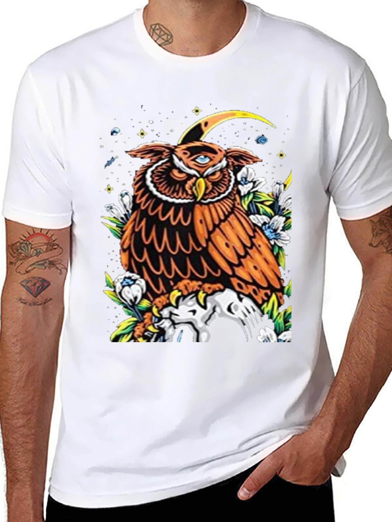 Black Mystic Owl Graphic Tee - Third Eye Design view 8
