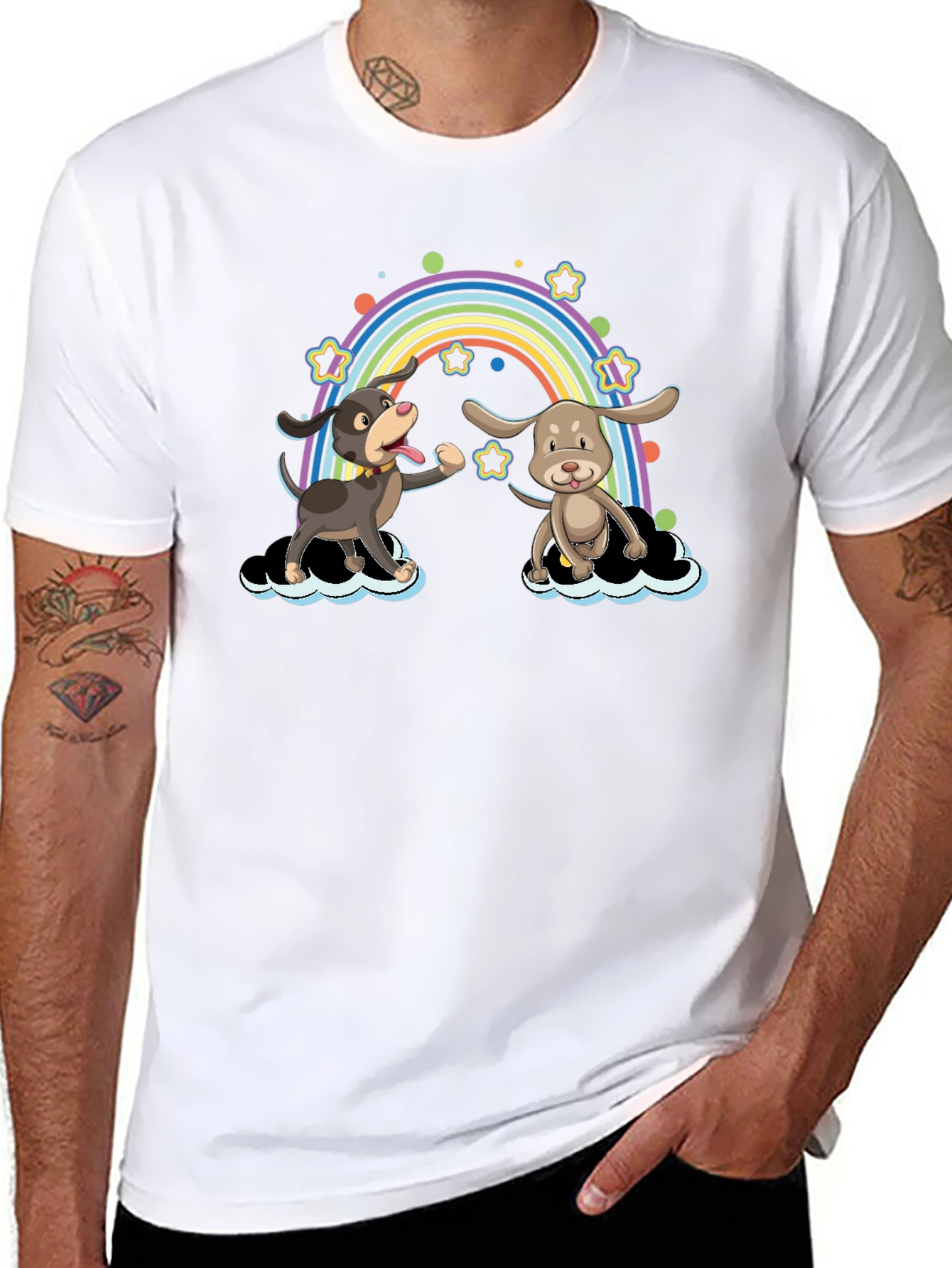 Black Rainbow Dog T-Shirt - Cute Cartoon Design view 8