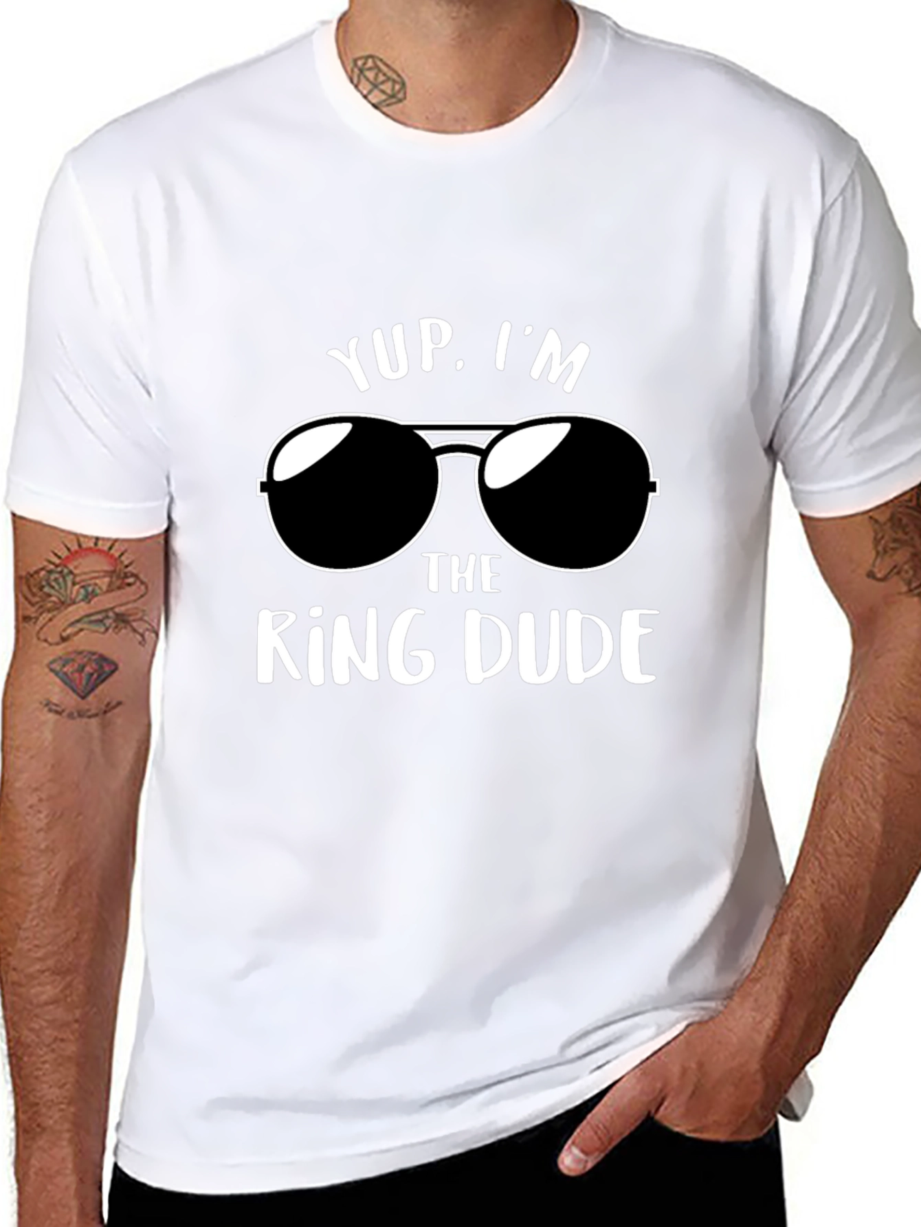 Black Yup, I'm The Ring Dude T-Shirt - Funny Wedding Apparel view 8