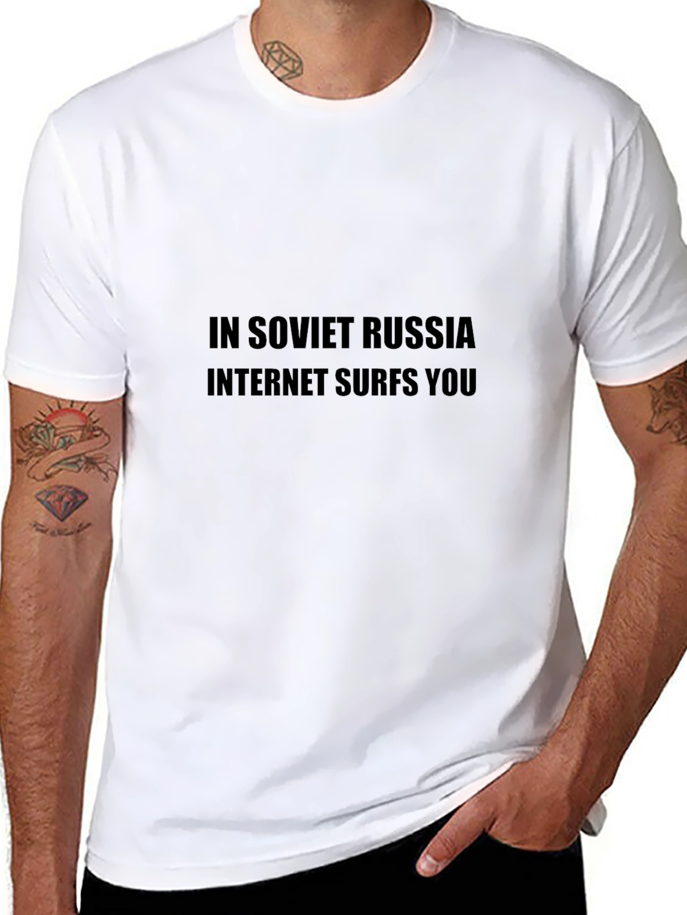 Black In Soviet Russia Internet Surfs You Black T-Shirt view 8