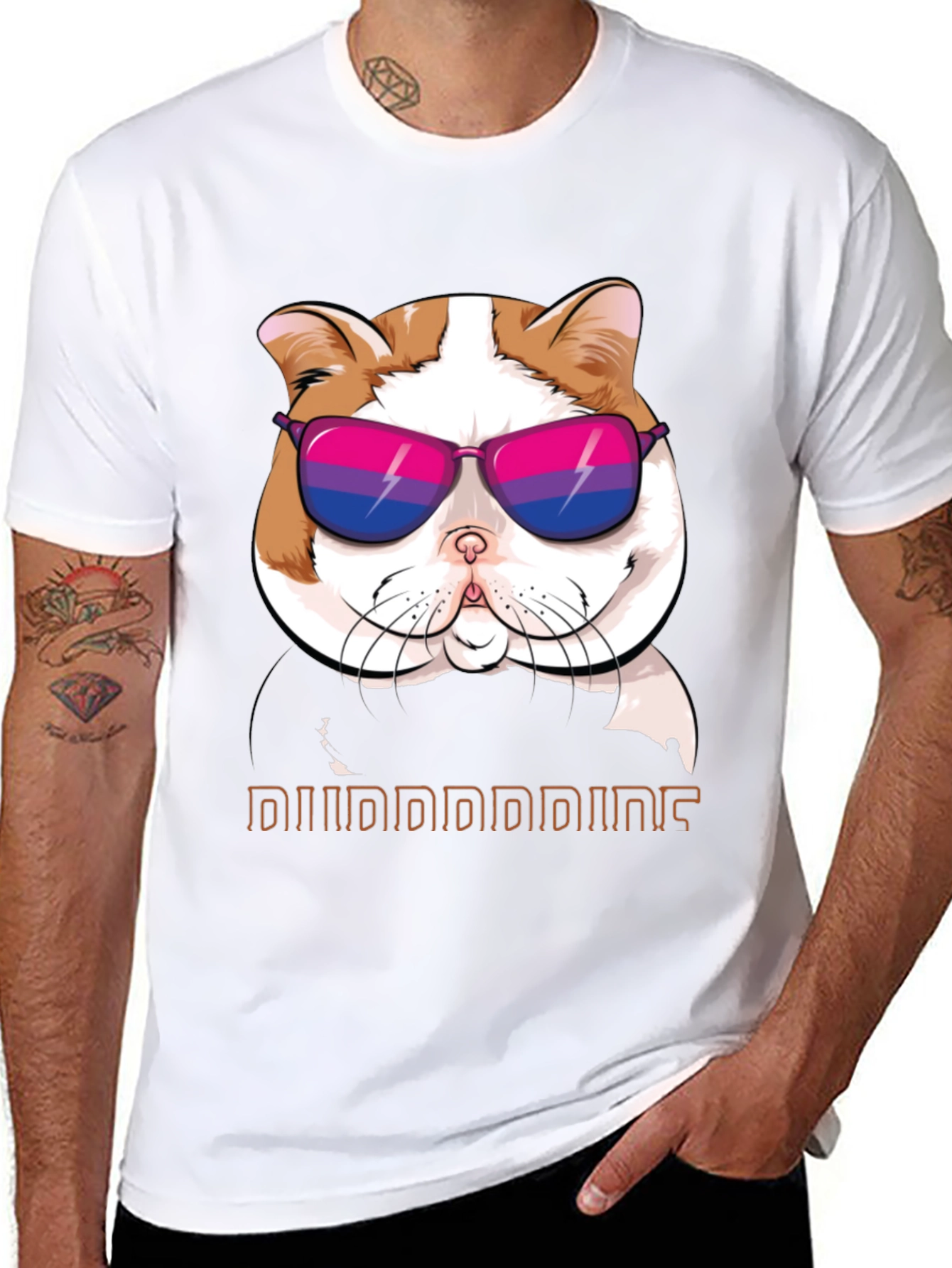 Cool Cat T-Shirt: Bi Pride Sunglasses - 8