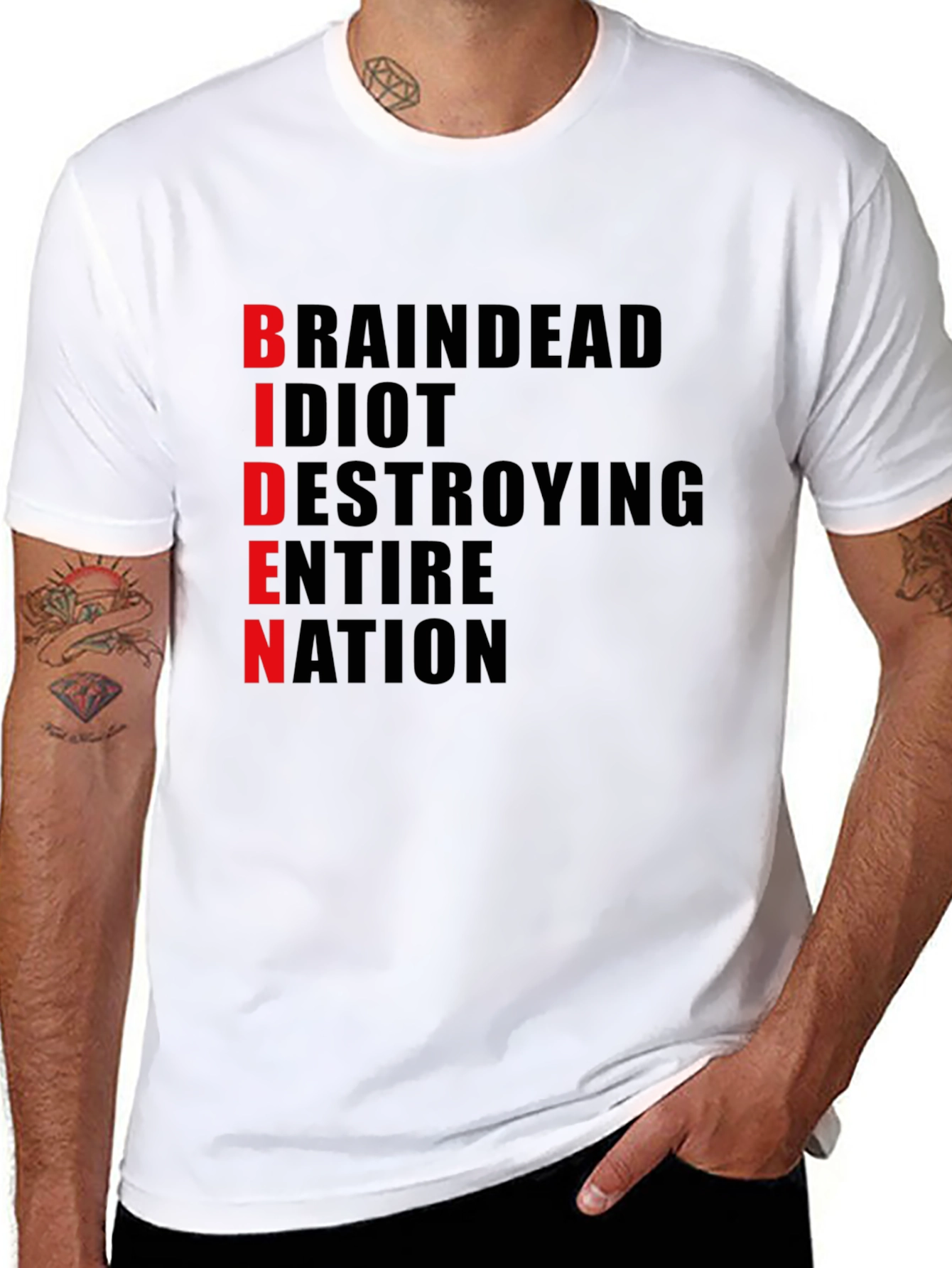 Black Anti-Biden T-Shirt - "BRAINDEAD" Design - Political Statement Tee view 8