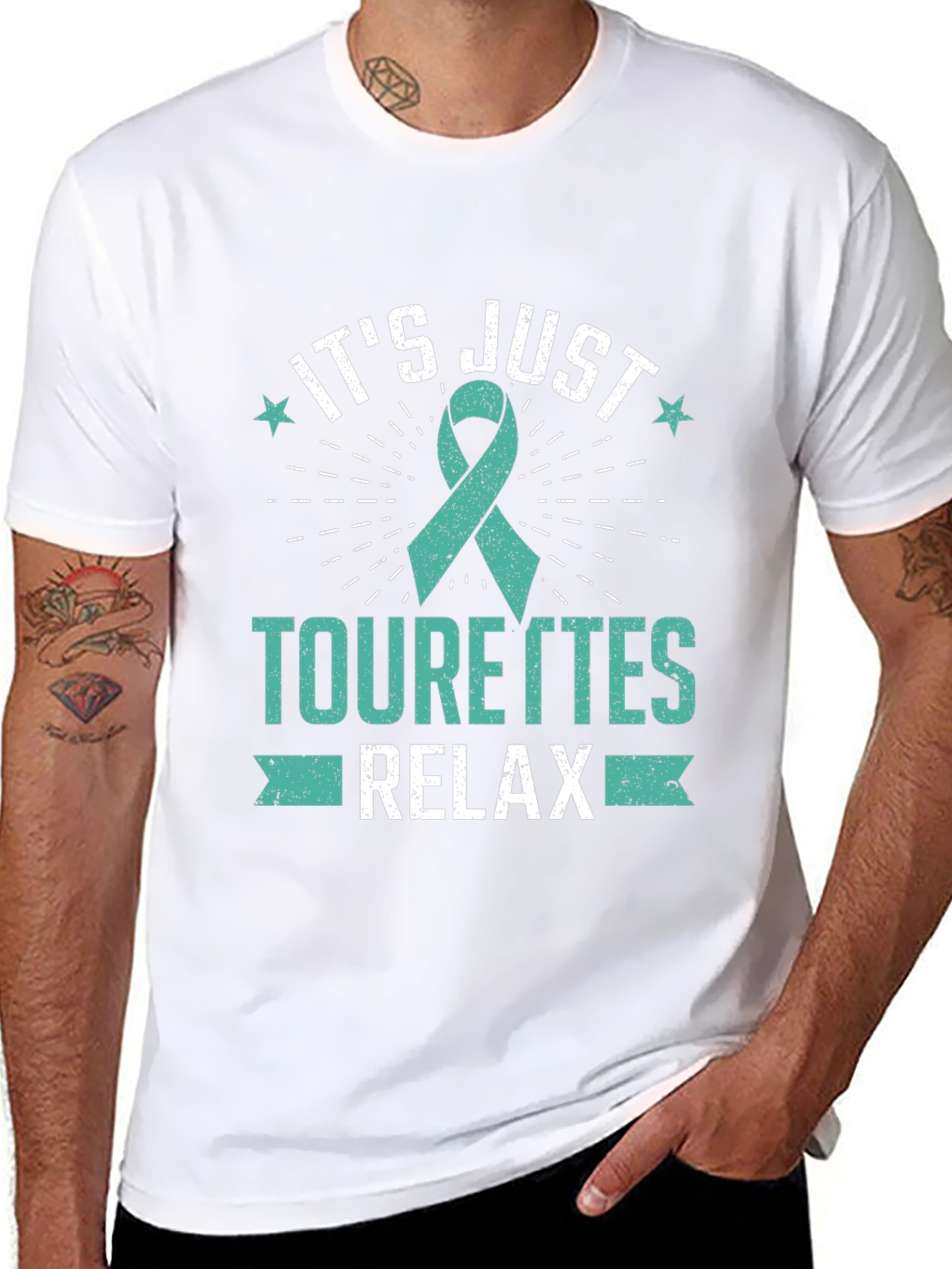 Black Tourette's Awareness T-Shirt - Relax view 8