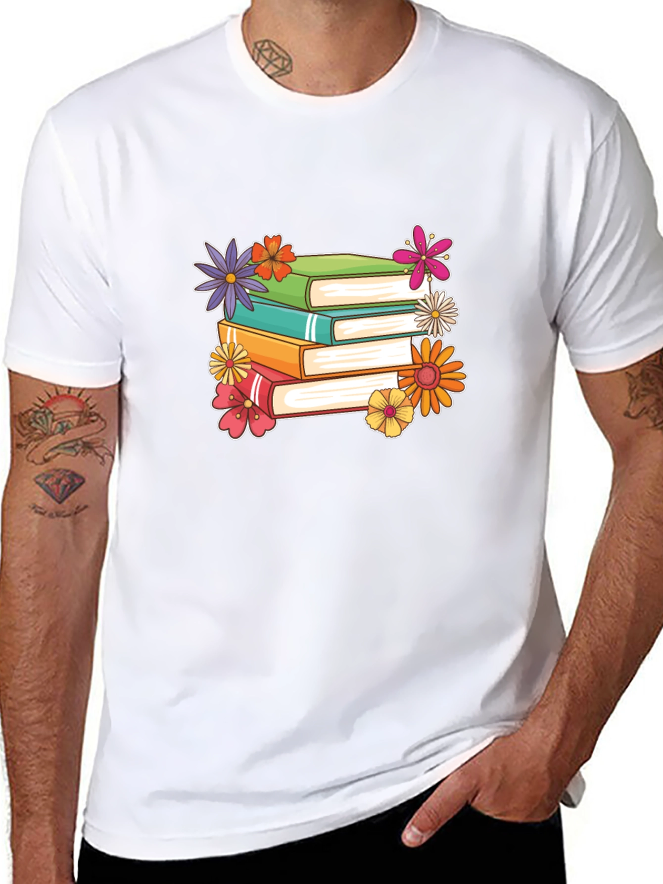 Black Book Lover's Floral Stack T-Shirt view 8