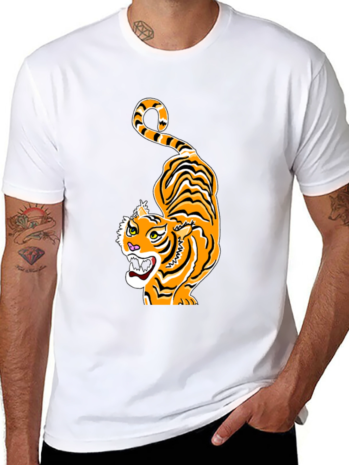 Black Tiger Graphic Tee - Black Crew Neck view 8