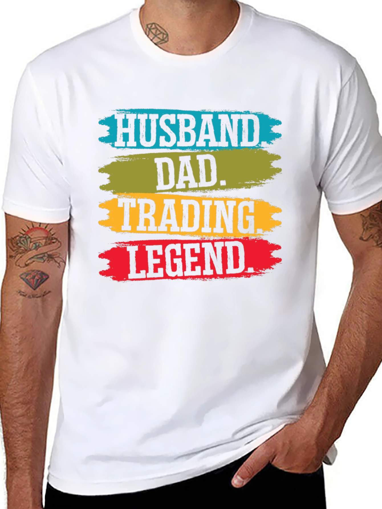 Black Husband Dad Trading Legend T-Shirt view 8