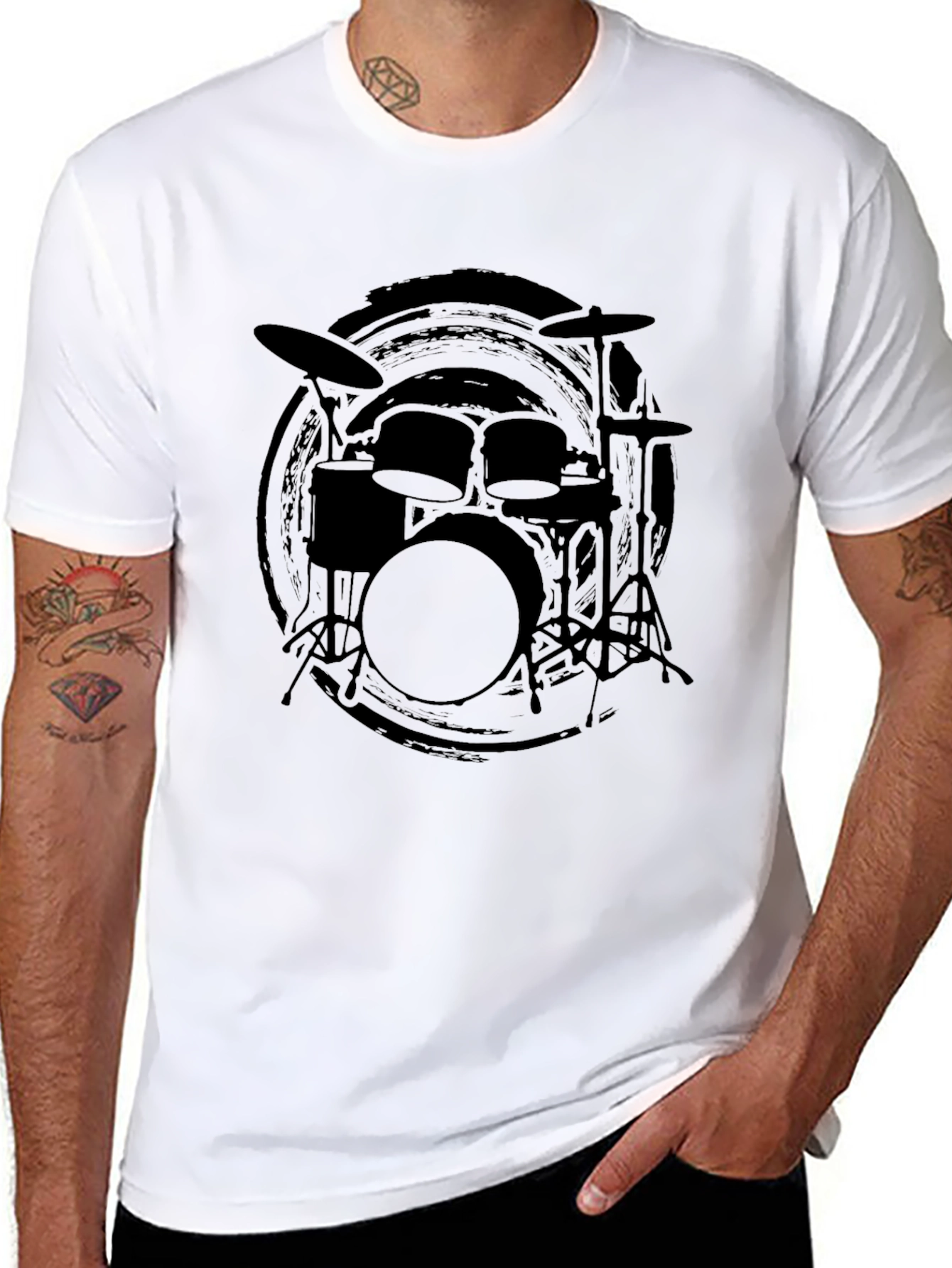 Black Black Drum Kit Graphic Tee view 8