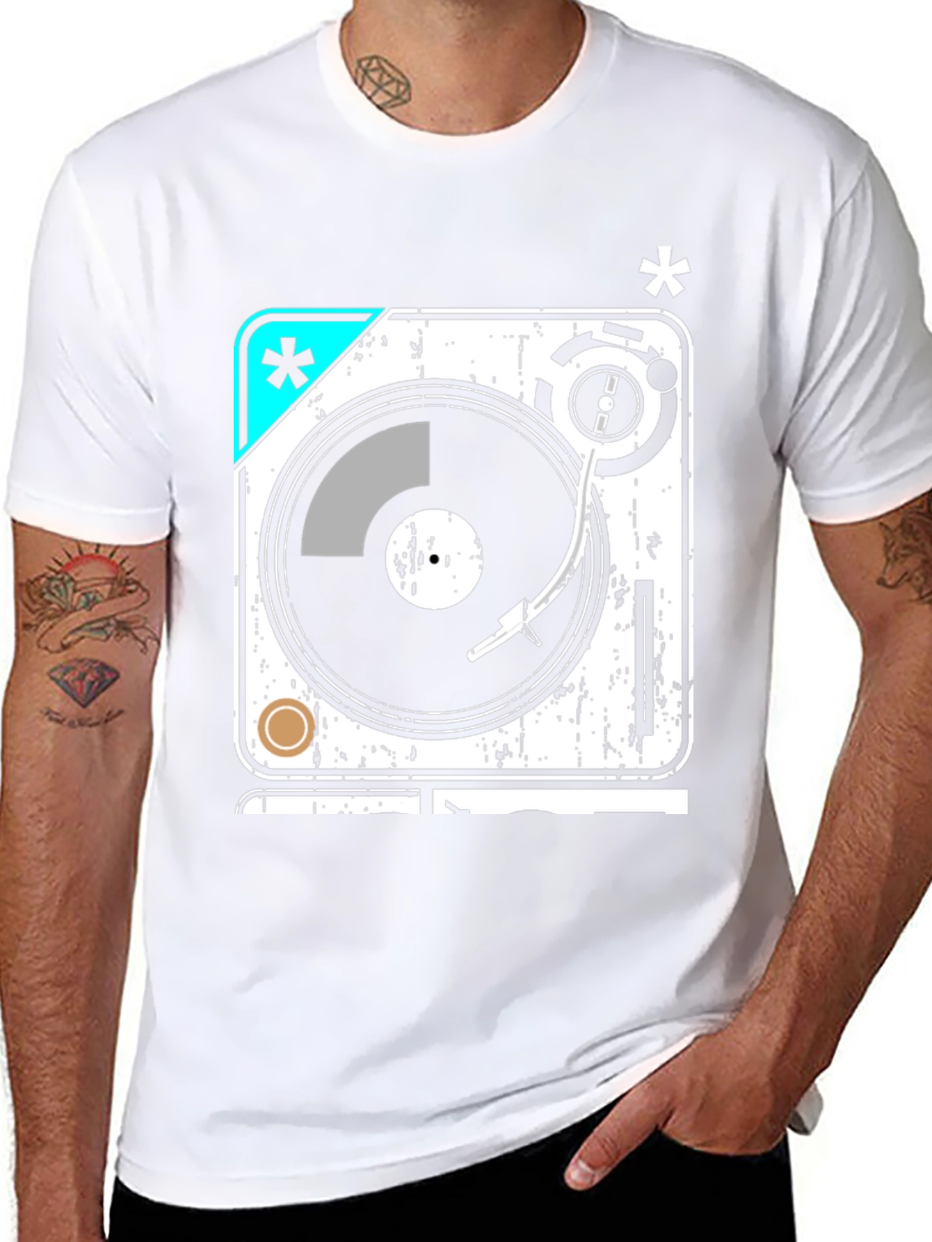 Black Retro Turntable Graphic Tee view 8
