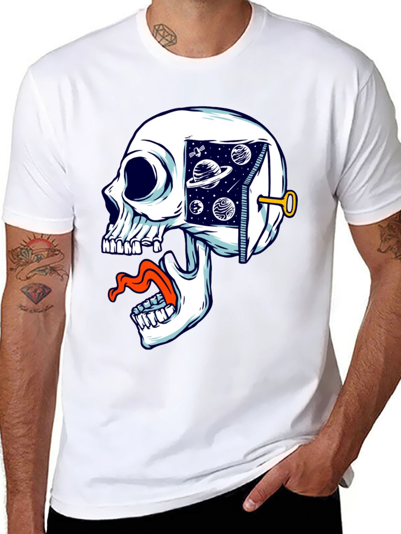 Black Cosmic Skull T-Shirt - Unisex Graphic Tee view 8