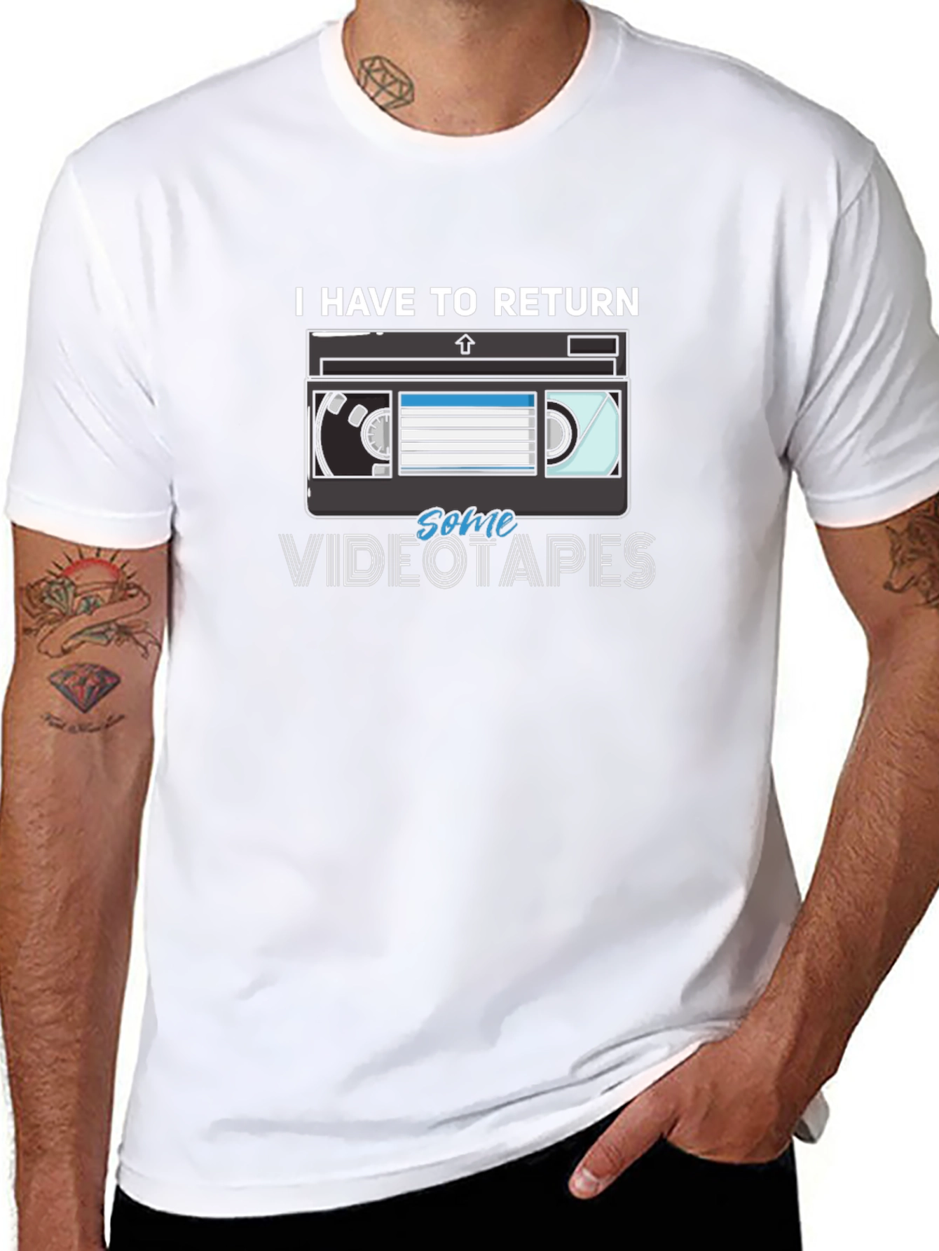 Black I Have To Return Some Videotapes T-Shirt view 8