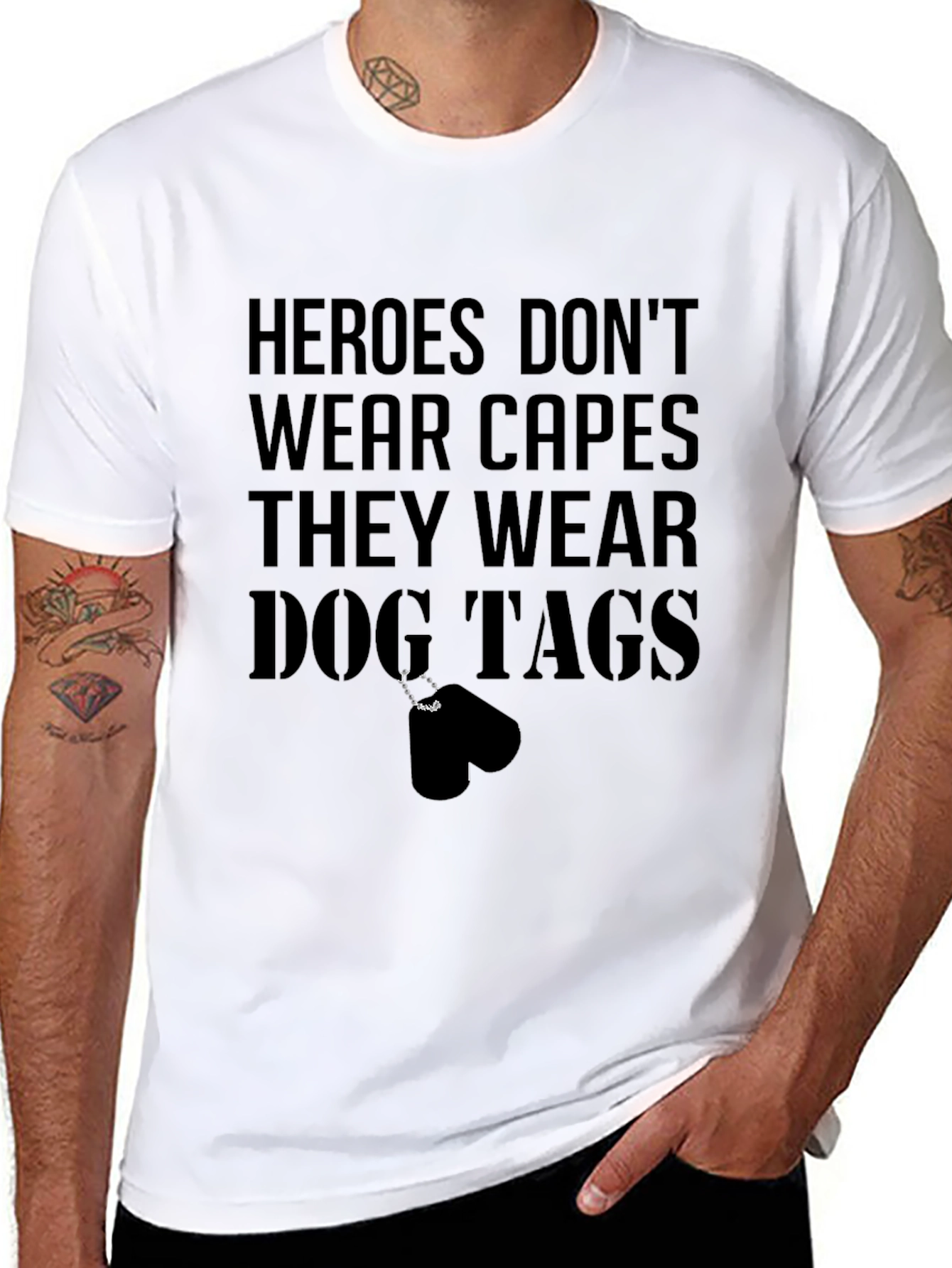 Black Heroes Dog Tag T-Shirt - Black Graphic Tee view 8