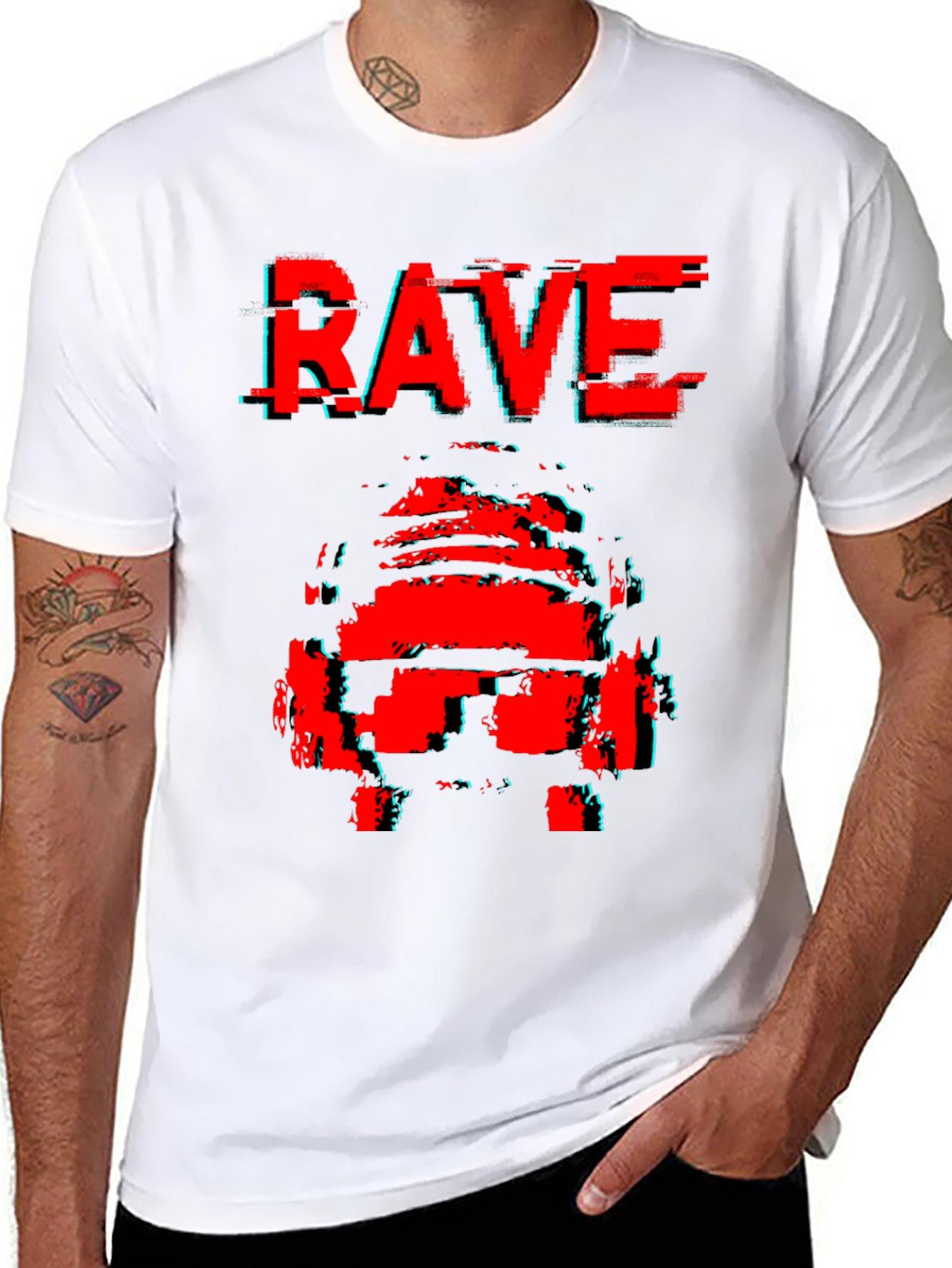 Black Rave Glitch T-Shirt - Retro Style view 8