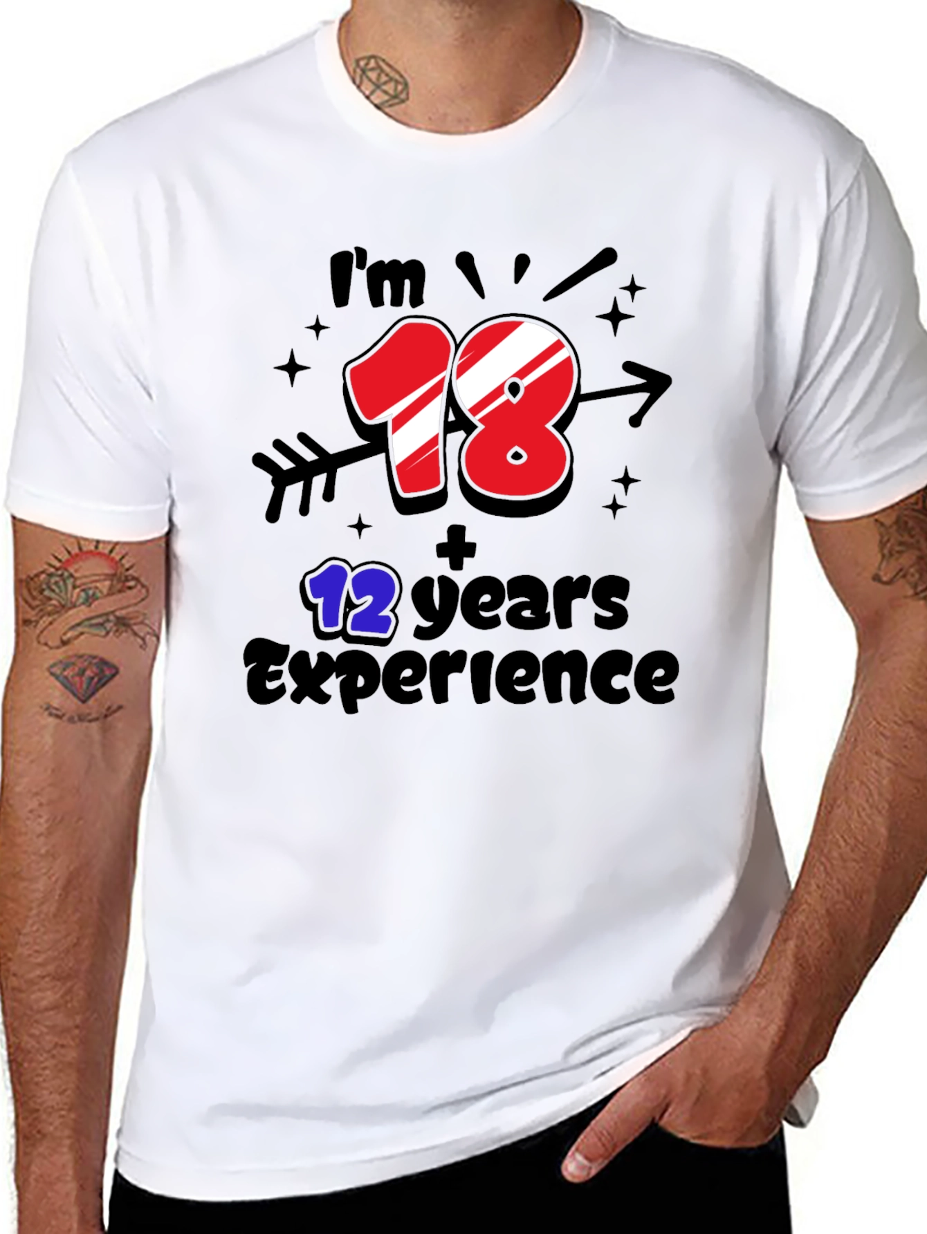 Black Funny 30th Birthday T-Shirt: 18+12 Years Experience view 8