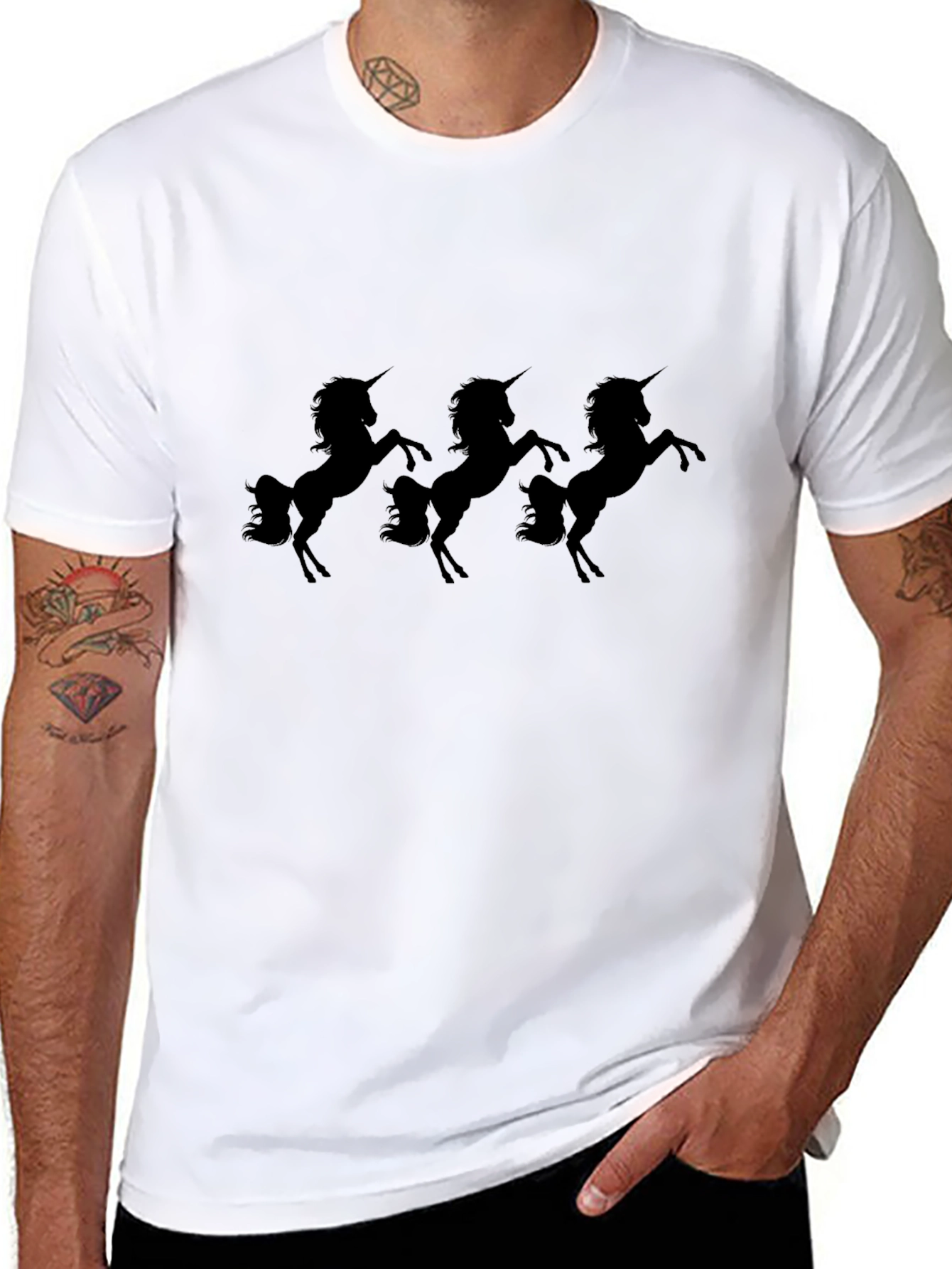 Black Unicorn Silhouette Graphic Black T-Shirt view 8