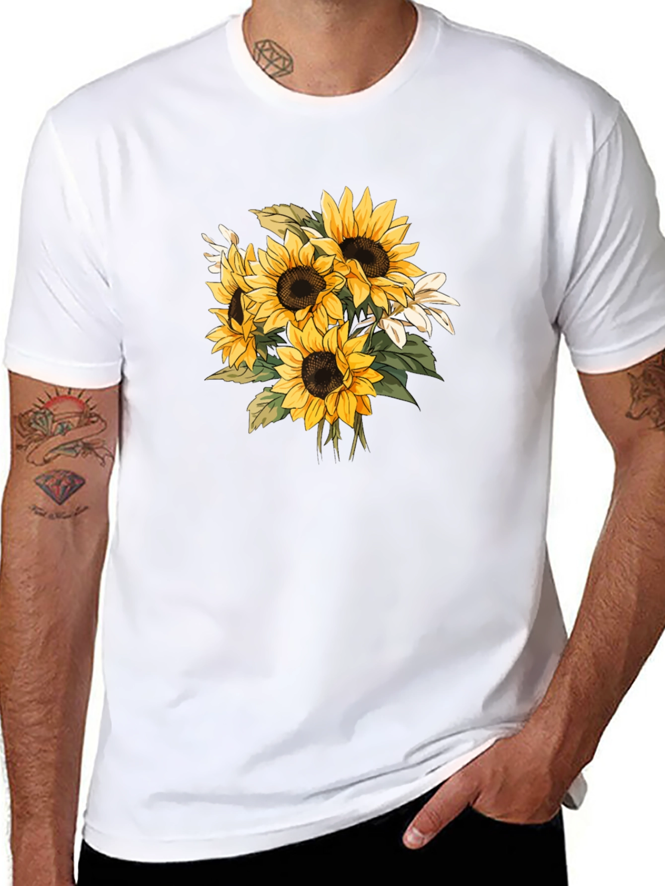 Black Sunflower Graphic Black T-Shirt - Nature Inspired Tee view 8