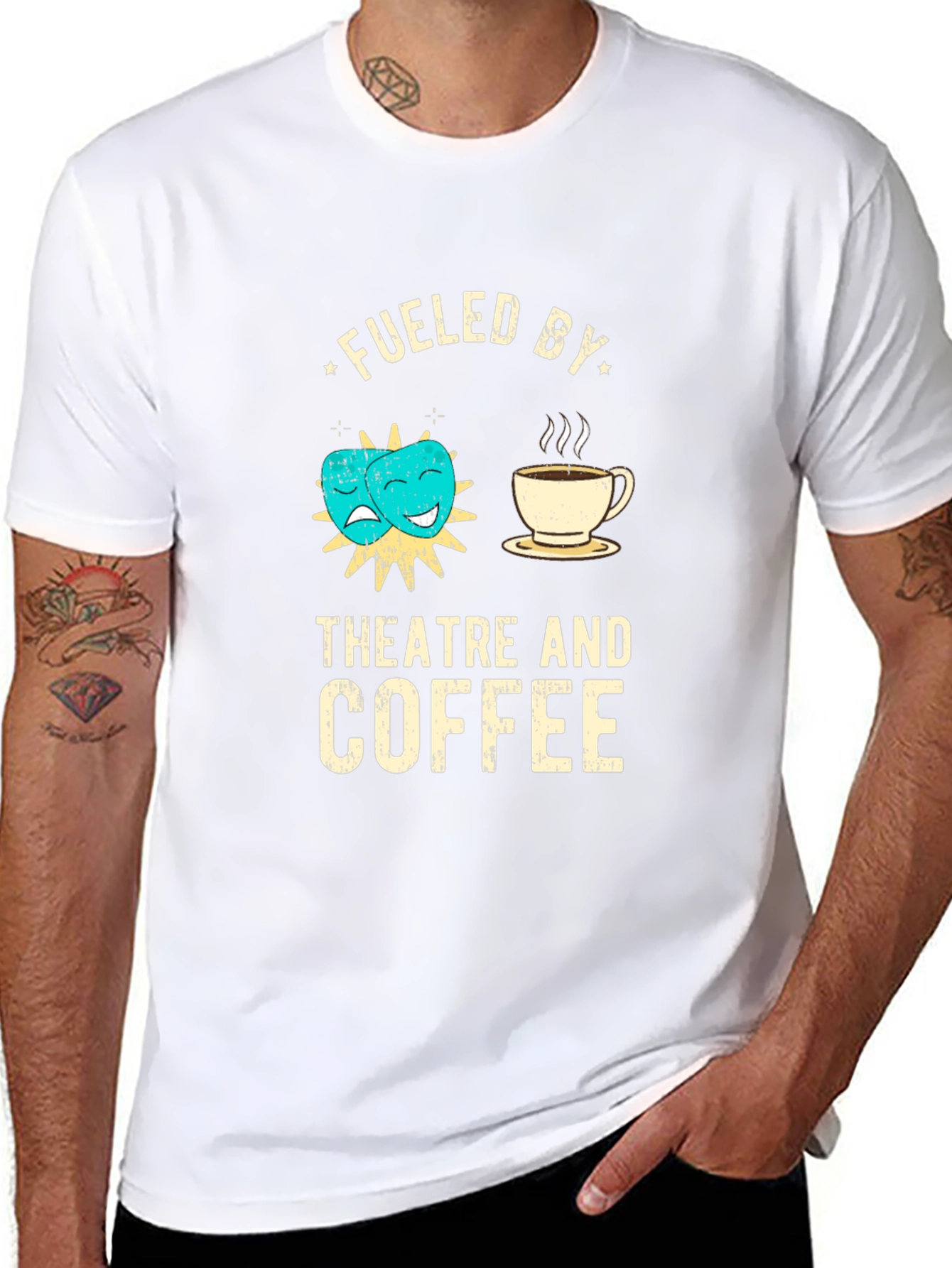 Black Fueled by Theatre and Coffee Black T-Shirt view 8