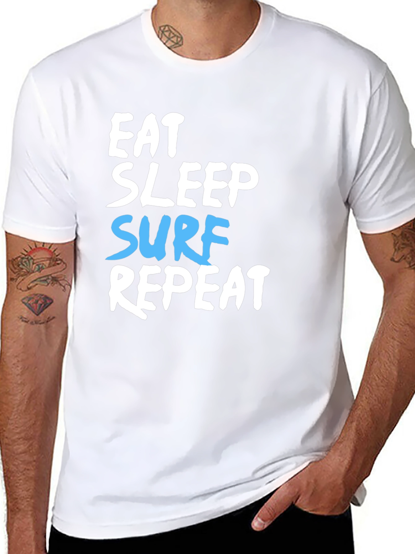 Black Eat Sleep Surf Repeat Graphic T-Shirt view 8