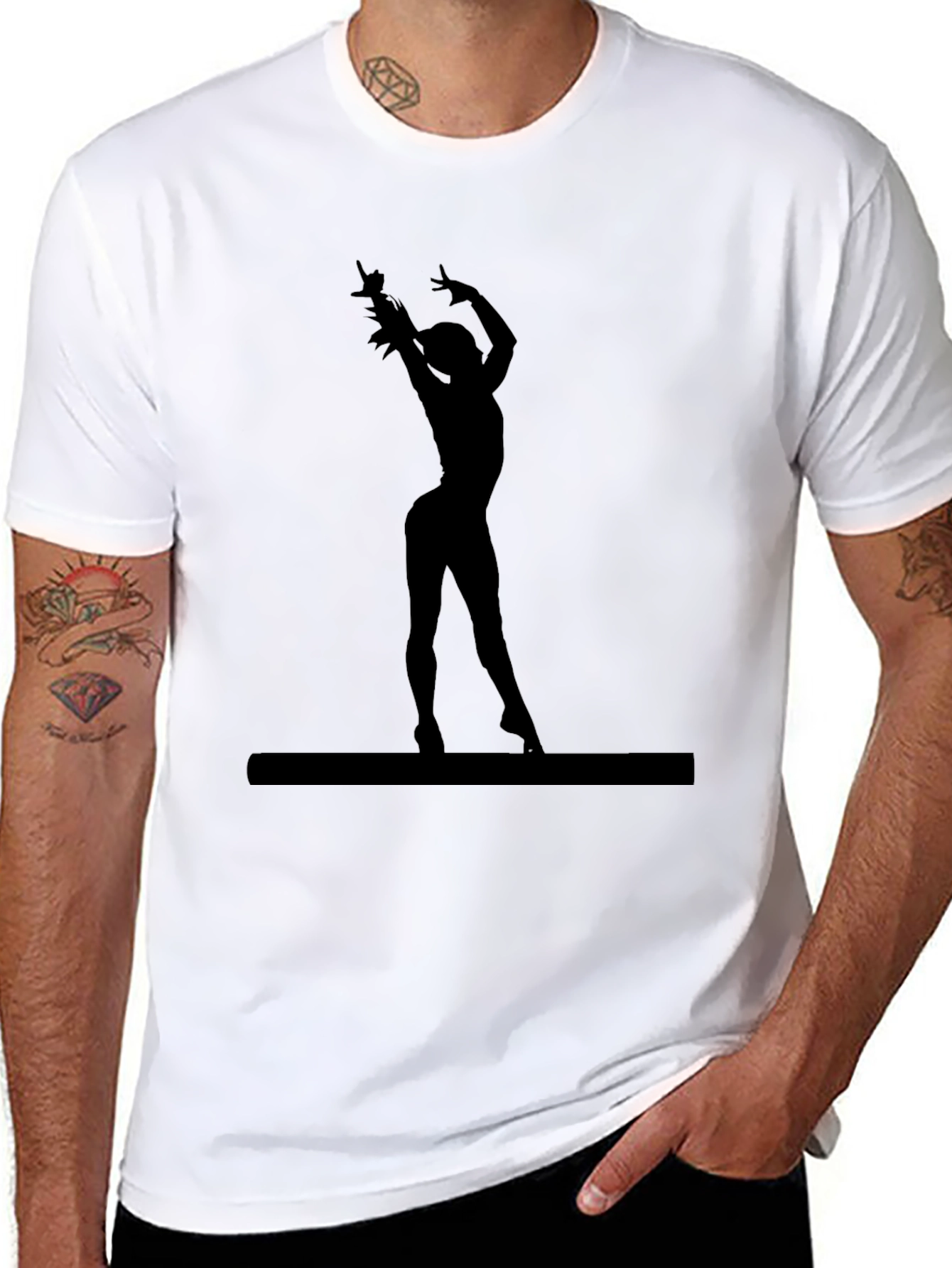 Black Silhouette Dancer Black T-Shirt view 8