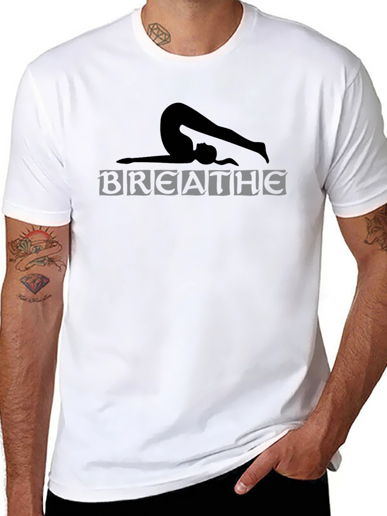 Black Yoga Pose Graphic Tee - Breathe view 8
