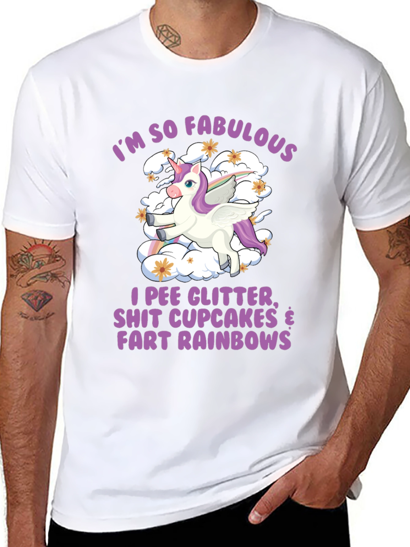 Black Fabulous Unicorn T-Shirt - Glitter, Cupcakes, Rainbows view 8