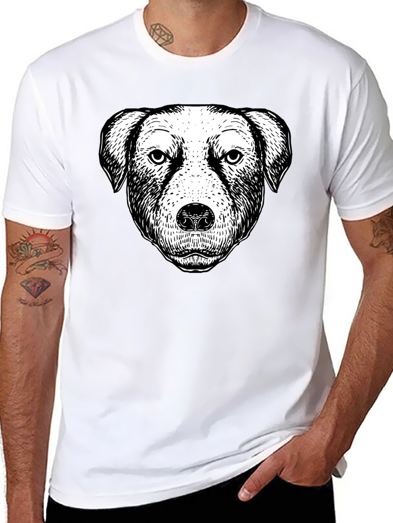 Black Dog Portrait Graphic Black T-Shirt view 8