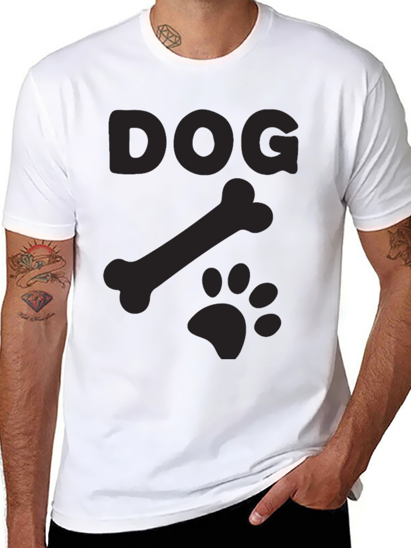 Black Dog Bone Paw Print T-Shirt view 8