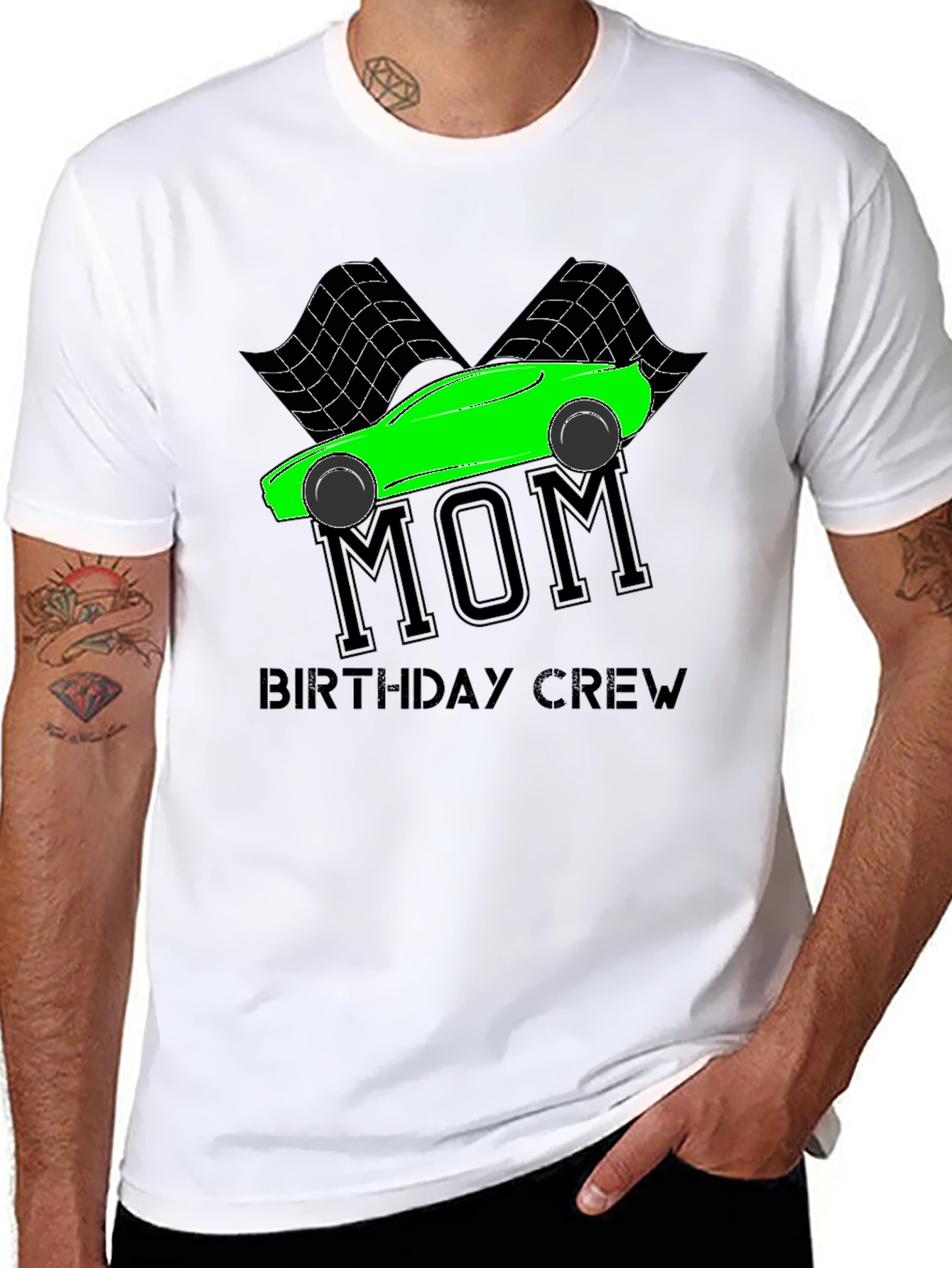 Black Mom Birthday Crew Racing T-Shirt view 8