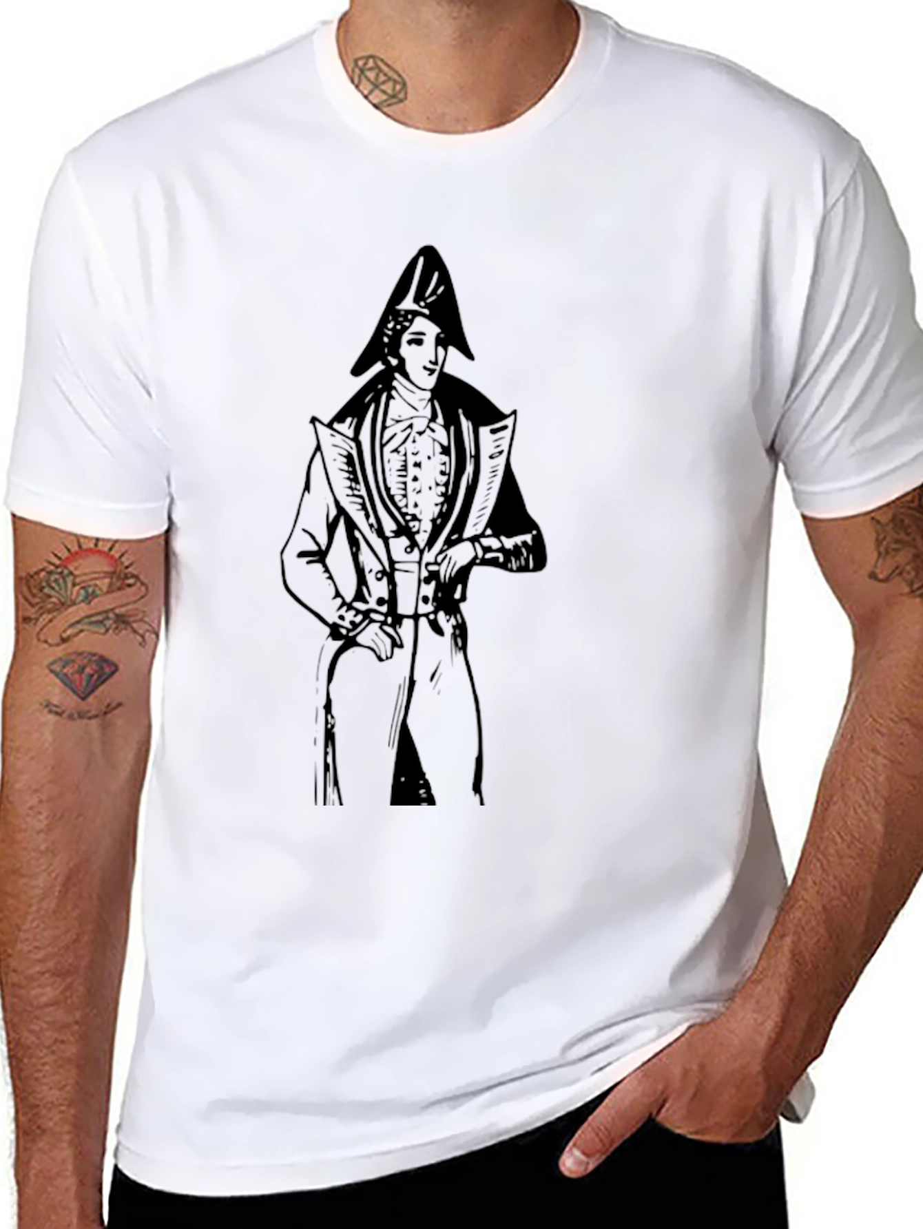 Black Napoleon Graphic Print Tee - Classic Black Cotton T-Shirt view 8