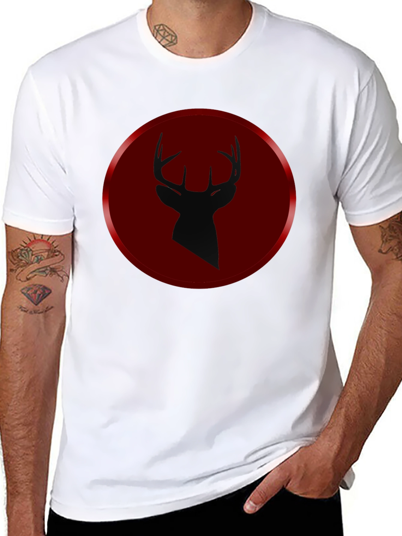 Black Deer Silhouette Graphic Tee - Men's Black T-Shirt view 8