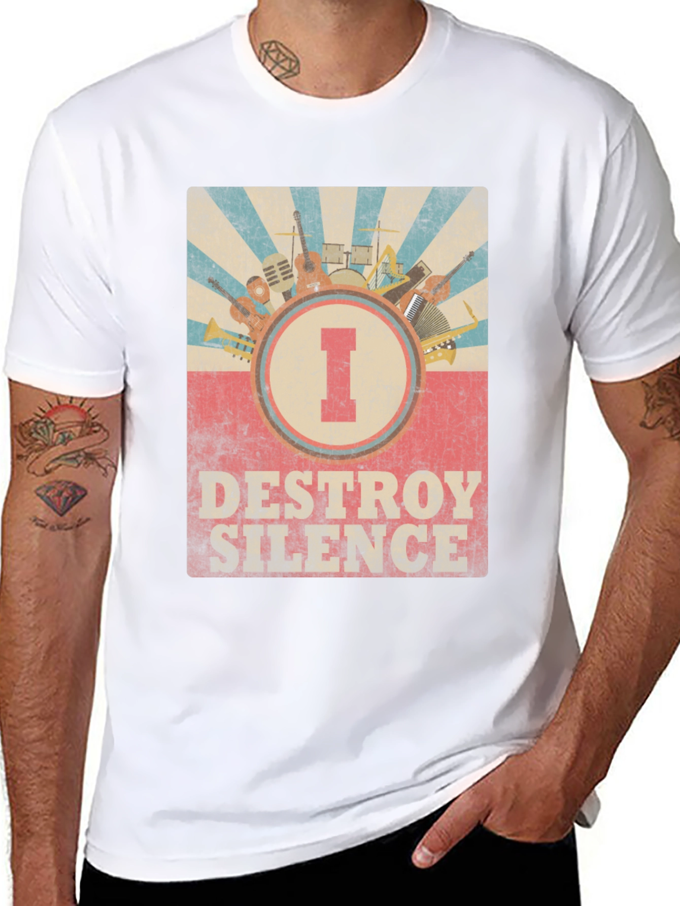 Black Destroy Silence Music T-Shirt view 8