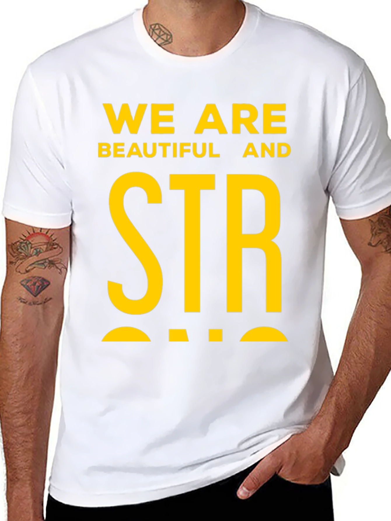 Black We Are Beautiful & Strong Graphic Tee - Bold Statement Shirt view 8