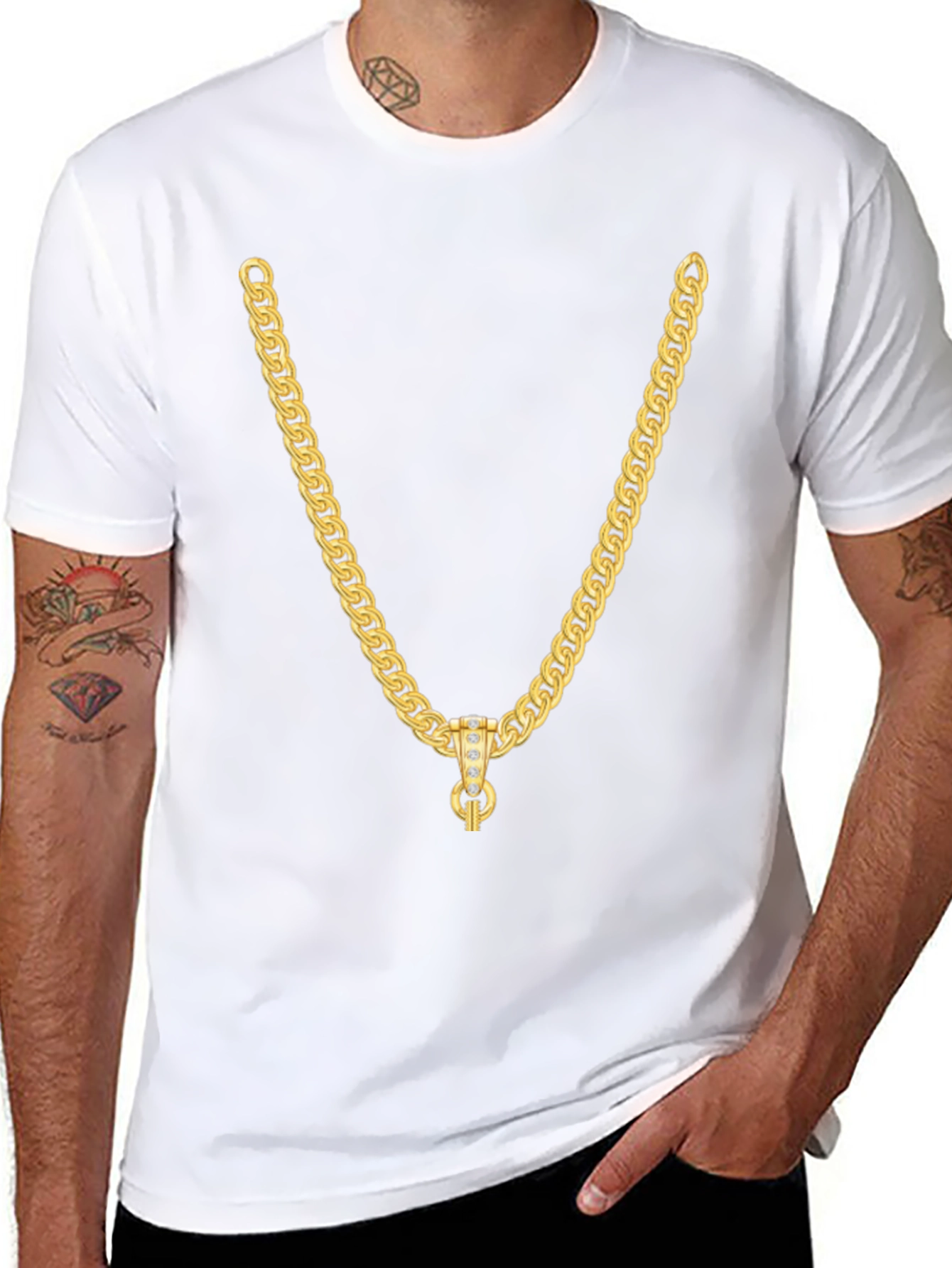Black Gold Chain Graphic Black T-Shirt view 8
