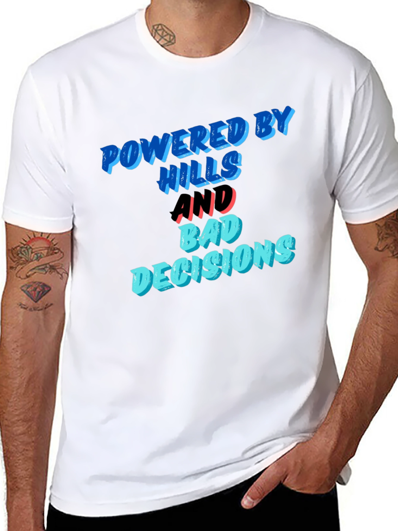 Black Powered by Hills and Bad Decisions T-Shirt view 8