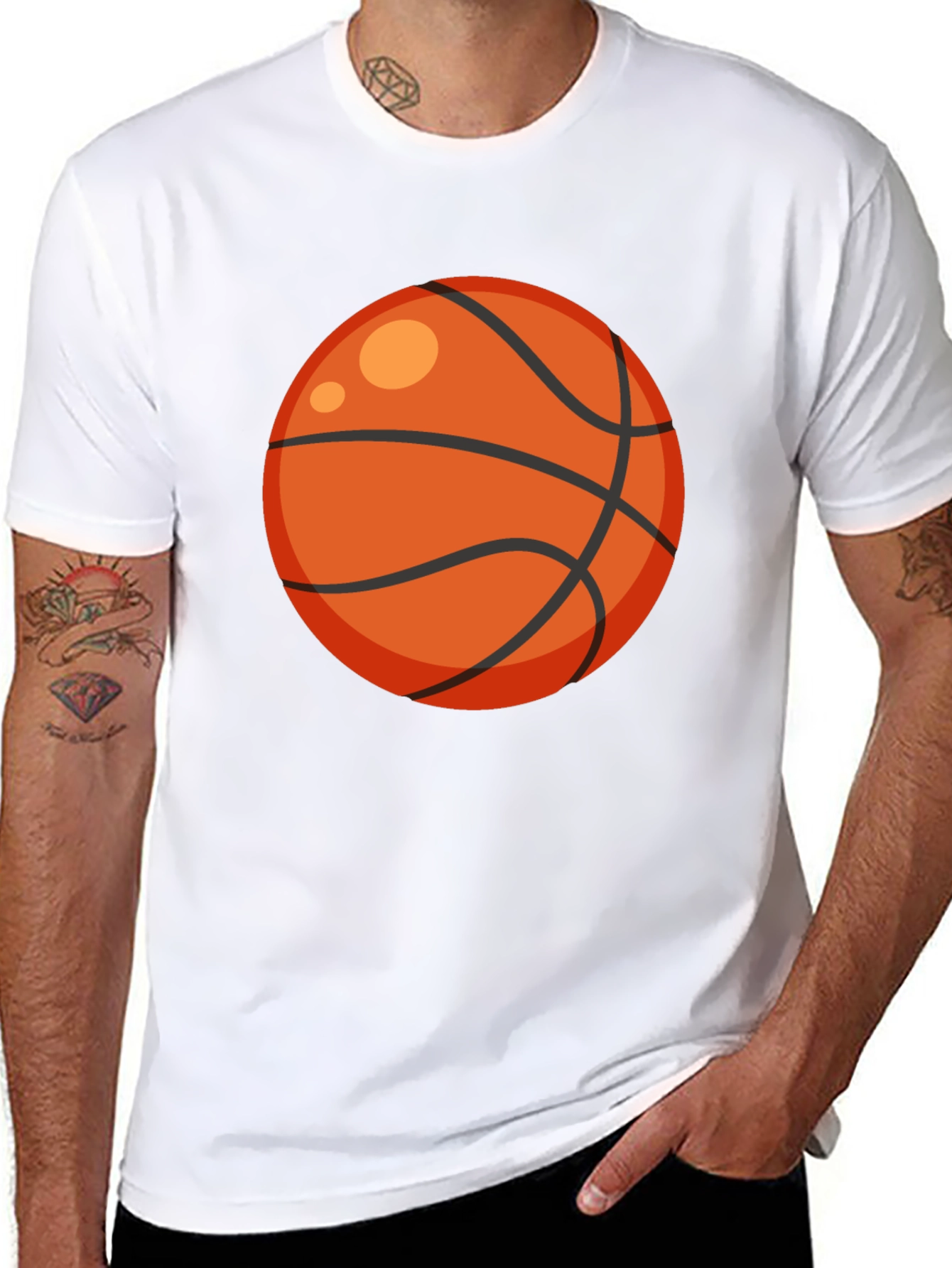 Black Basketball Graphic Tee - Black Cotton T-Shirt view 8