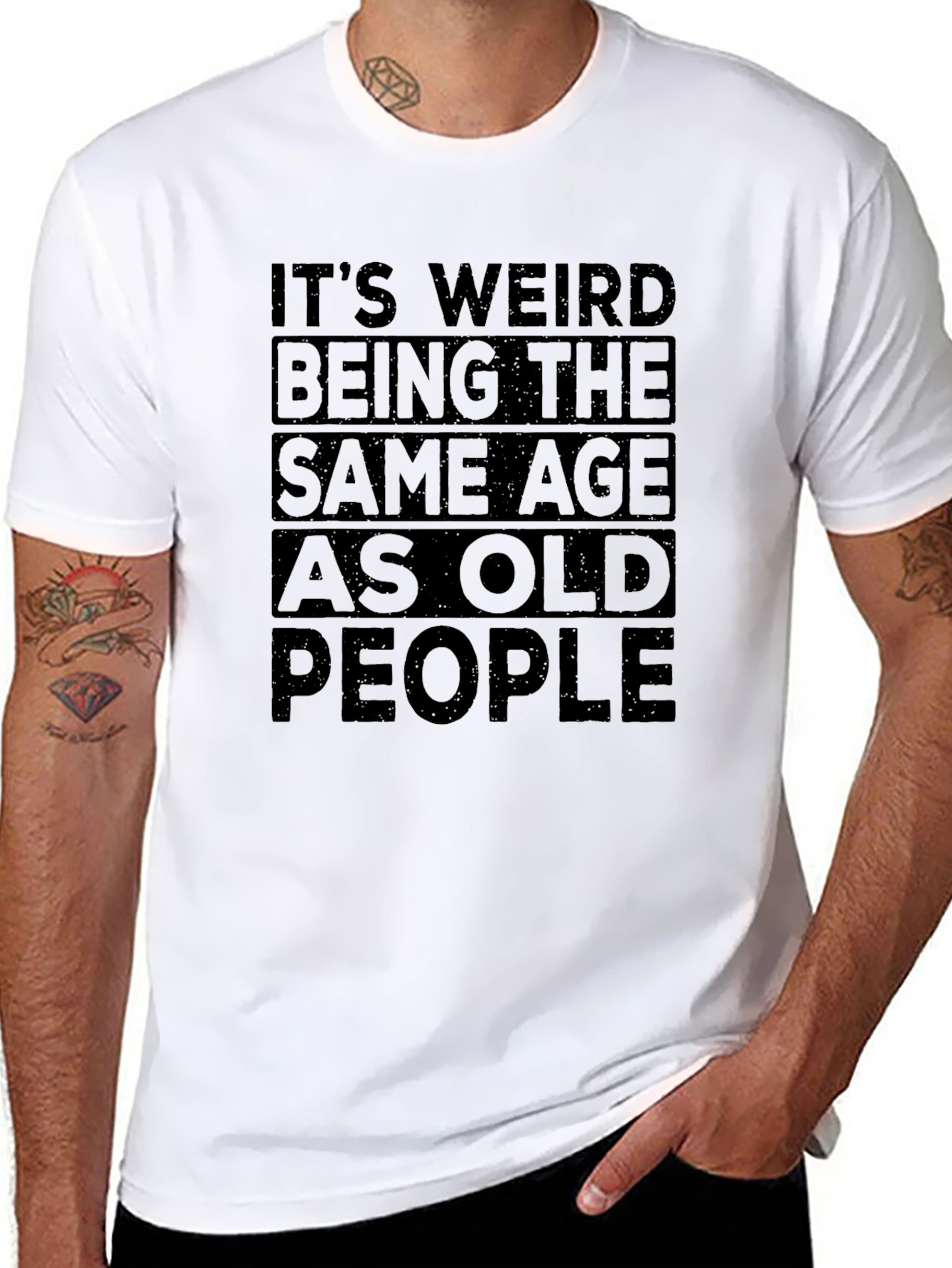 Black Funny "Same Age As Old People" Graphic Tee view 8
