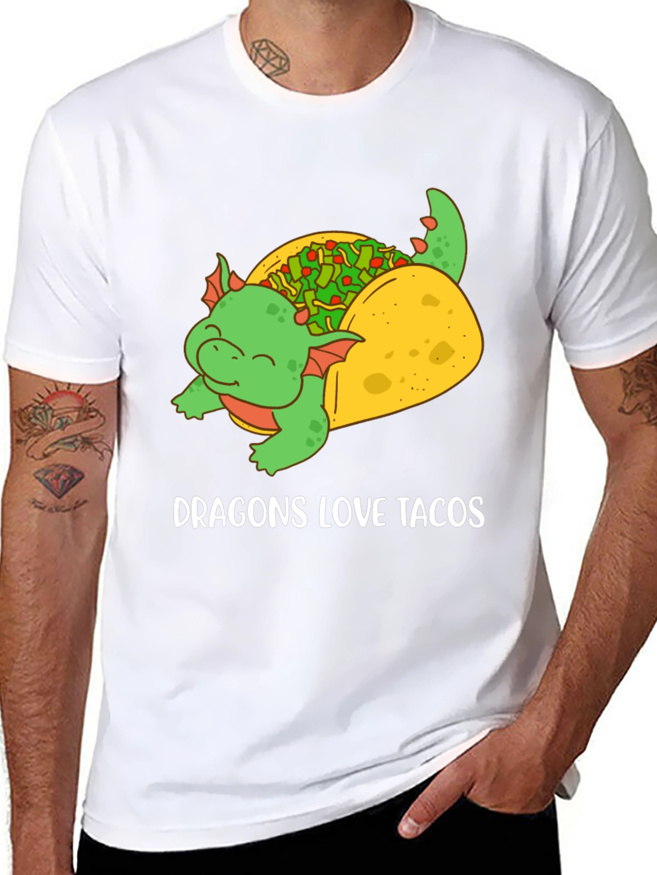 Black Dragon Loves Tacos Graphic Tee view 8