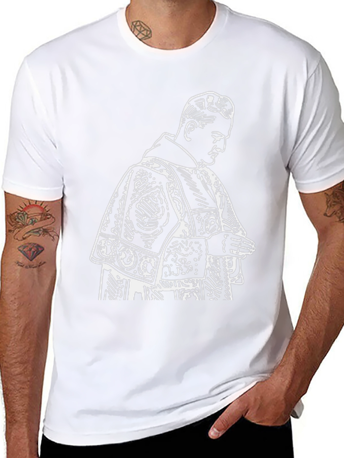 Black Black T-Shirt with Priest Graphic view 8
