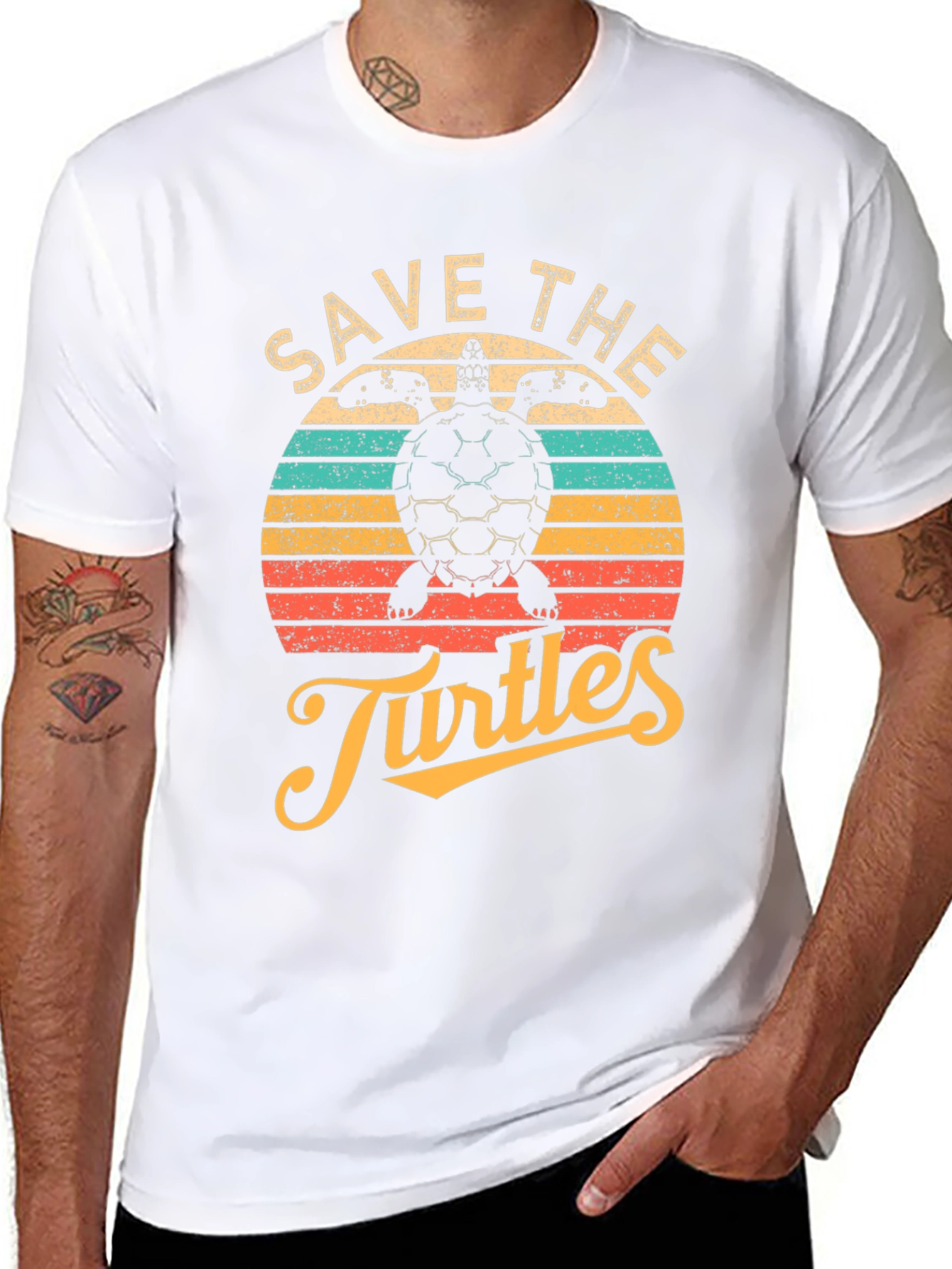 Black Save the Turtles Black Graphic T-Shirt view 8