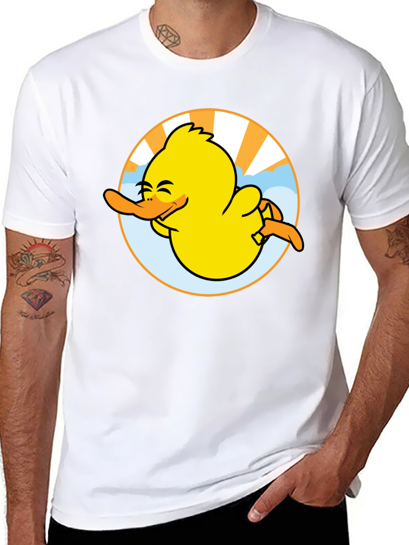 Black Happy Duck Graphic Tee - Fun Black T-Shirt view 8
