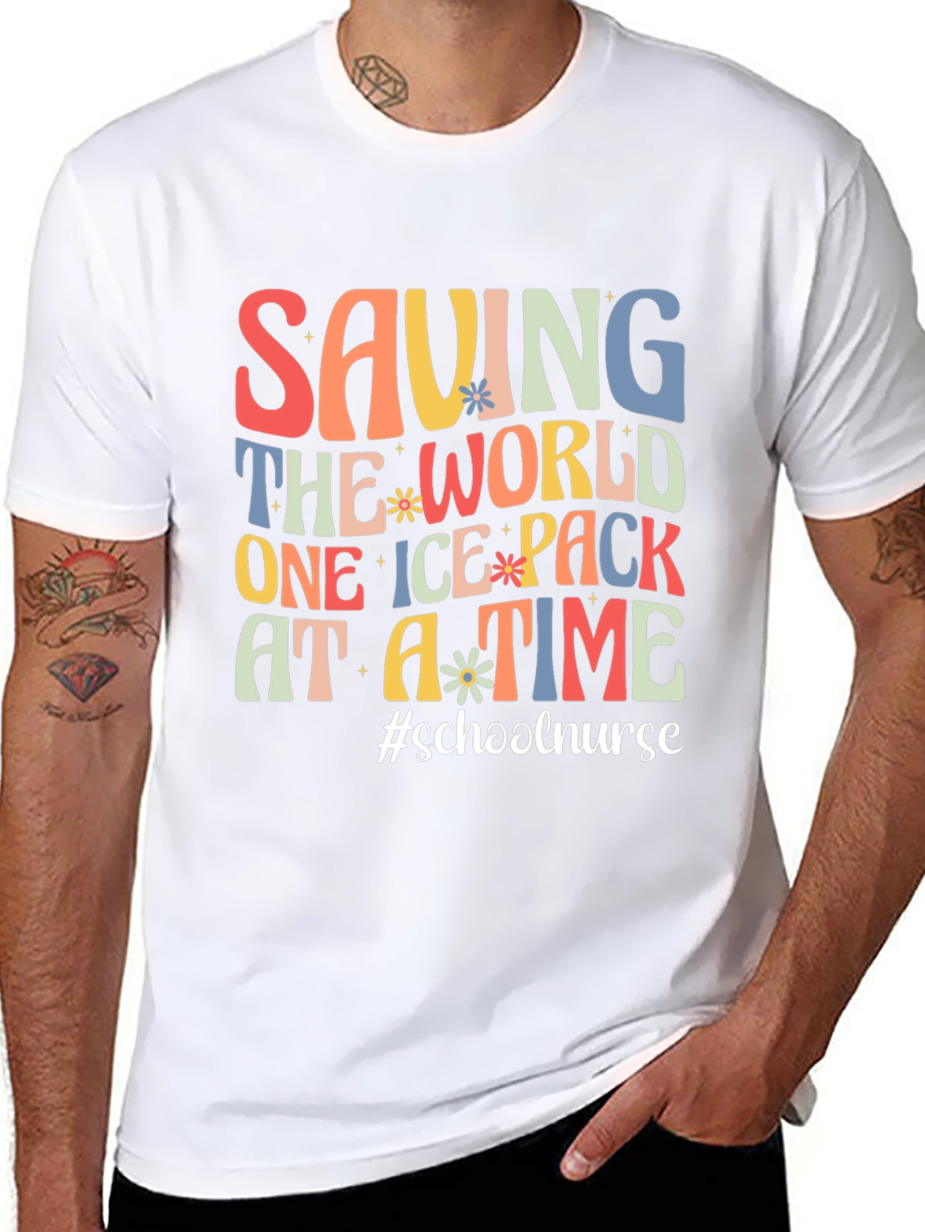 Black Saving The World School Nurse T-Shirt view 8