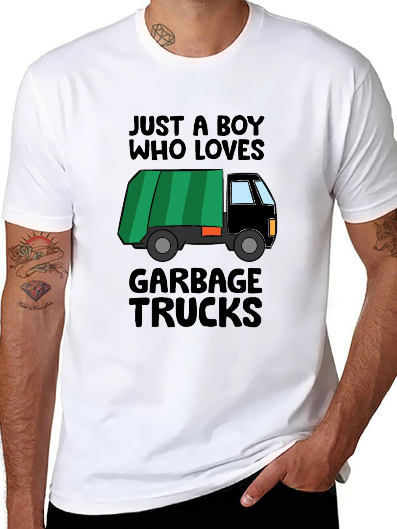 Black Boy's Garbage Truck T-Shirt view 8
