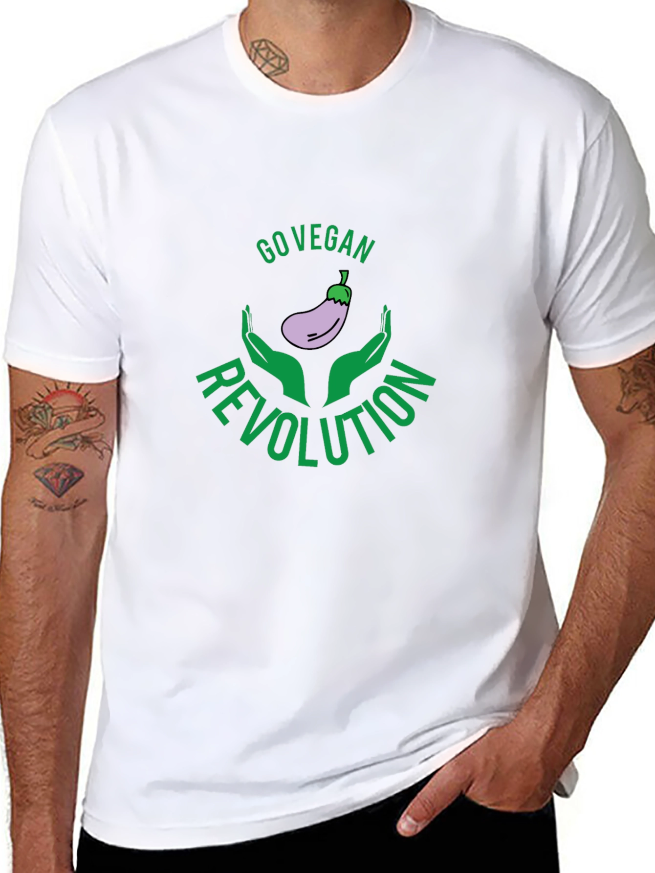 Go Vegan Revolution Black Graphic Tee - 8