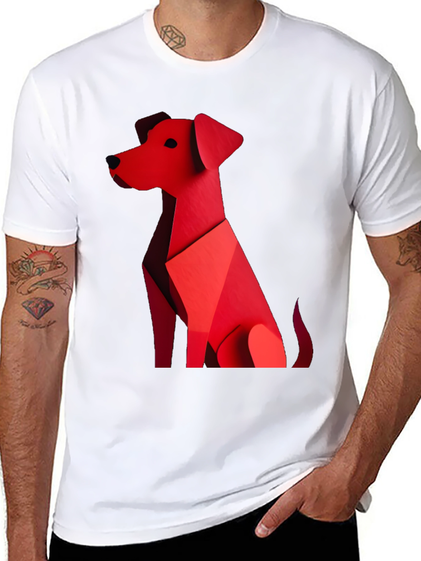 Black Geometric Dog Graphic Tee - Stylish Casual Wear view 8