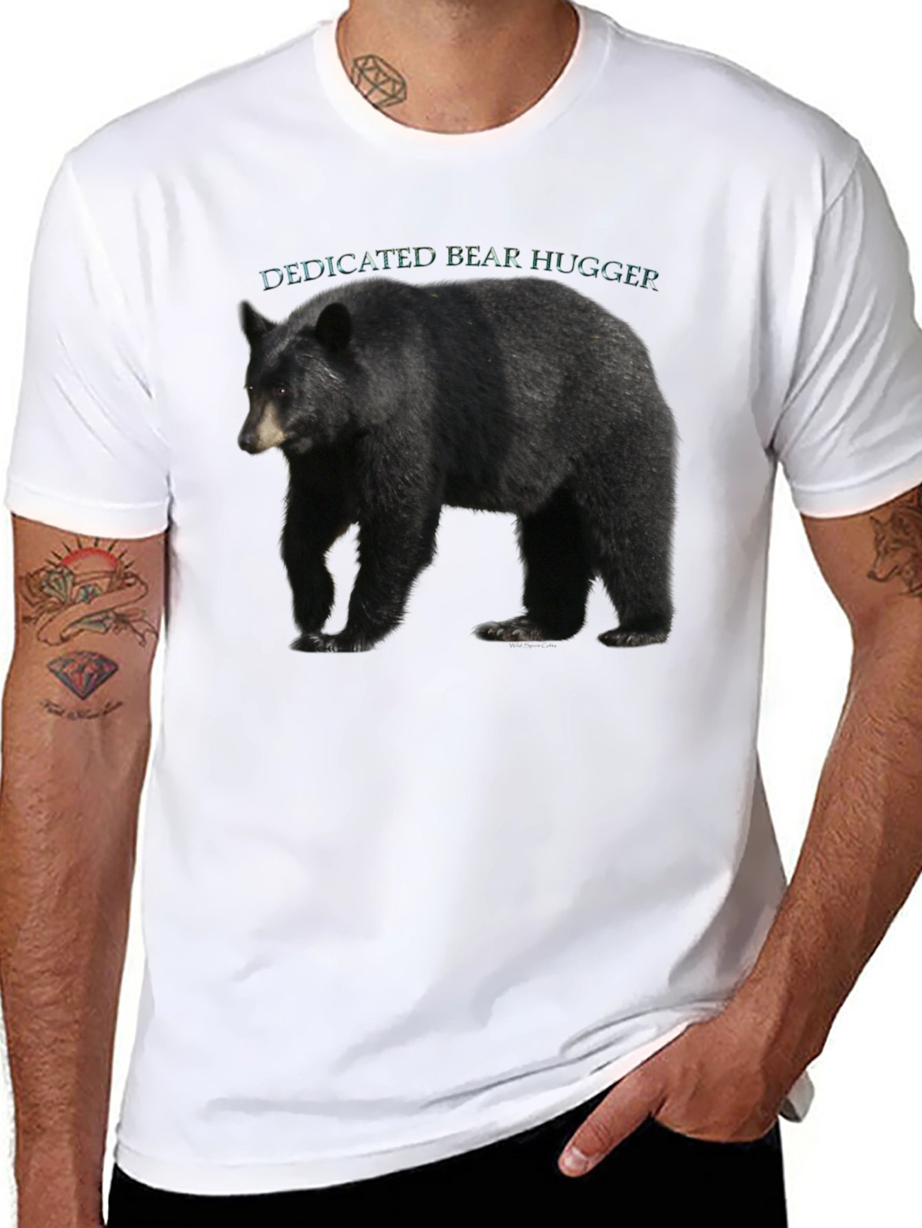 Black Dedicated Bear Hugger Black T-Shirt view 8