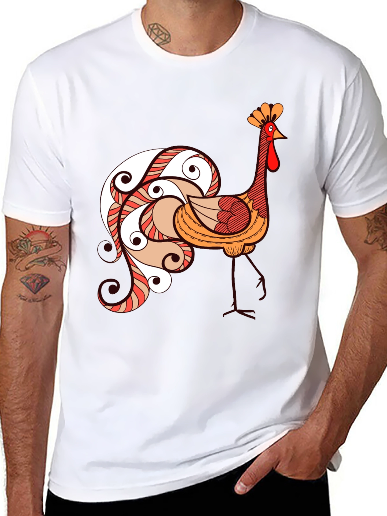 Black Funky Rooster Graphic Tee - Black Cotton T-Shirt view 8